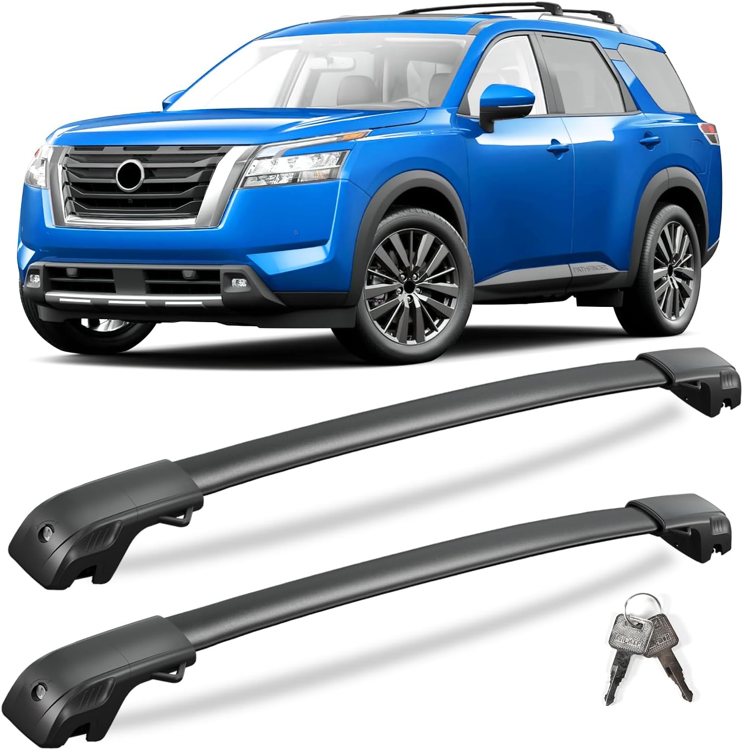 KINGGERI 220lbs Lockable Roof Rack Cross Bars Compatible with Nissan Pathfinder 2022 2023 2024 2025 SV SL Platinum with Raised Side Rails, Heavy Duty Aluminum Roof Rails Crossbars Luggage Accessories