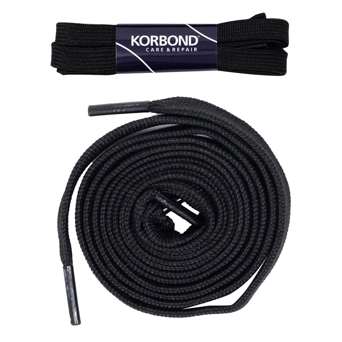 KORBOND Unisex's Shoelaces, Black, 60cm, 7 3/8