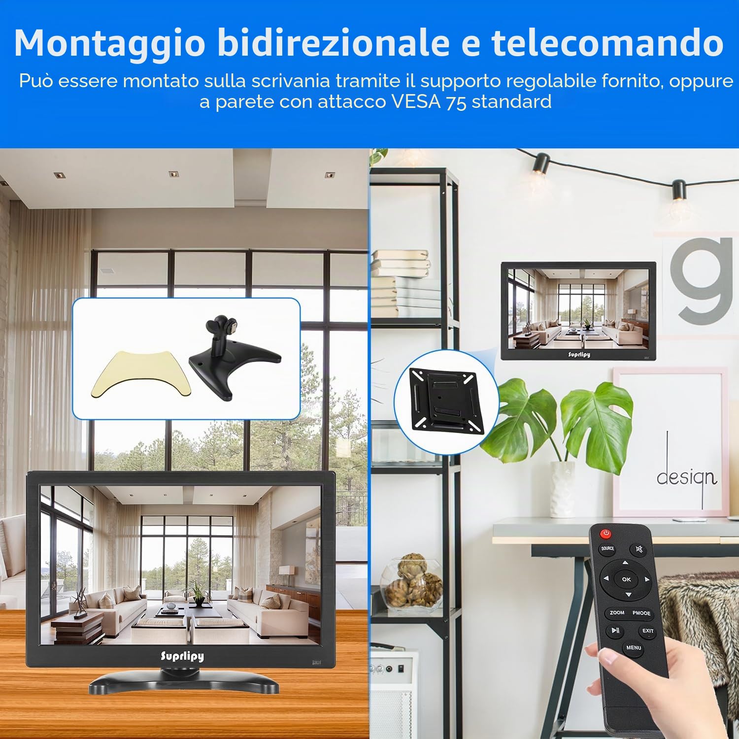 12 pollici FHD Small IPS Monitor LCD Display 1920 x 1080 60 Hz 16:19 con ingresso BNC VGA AV Altoparlante incorporato per telecamera di sicurezza CCTV DVR PC STB console di gioco