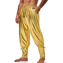 Runcati Mens Medieval Ankle Pants Renaissance Viking Pirate Lace Up Tapered Halloween Linen Costume Trousers