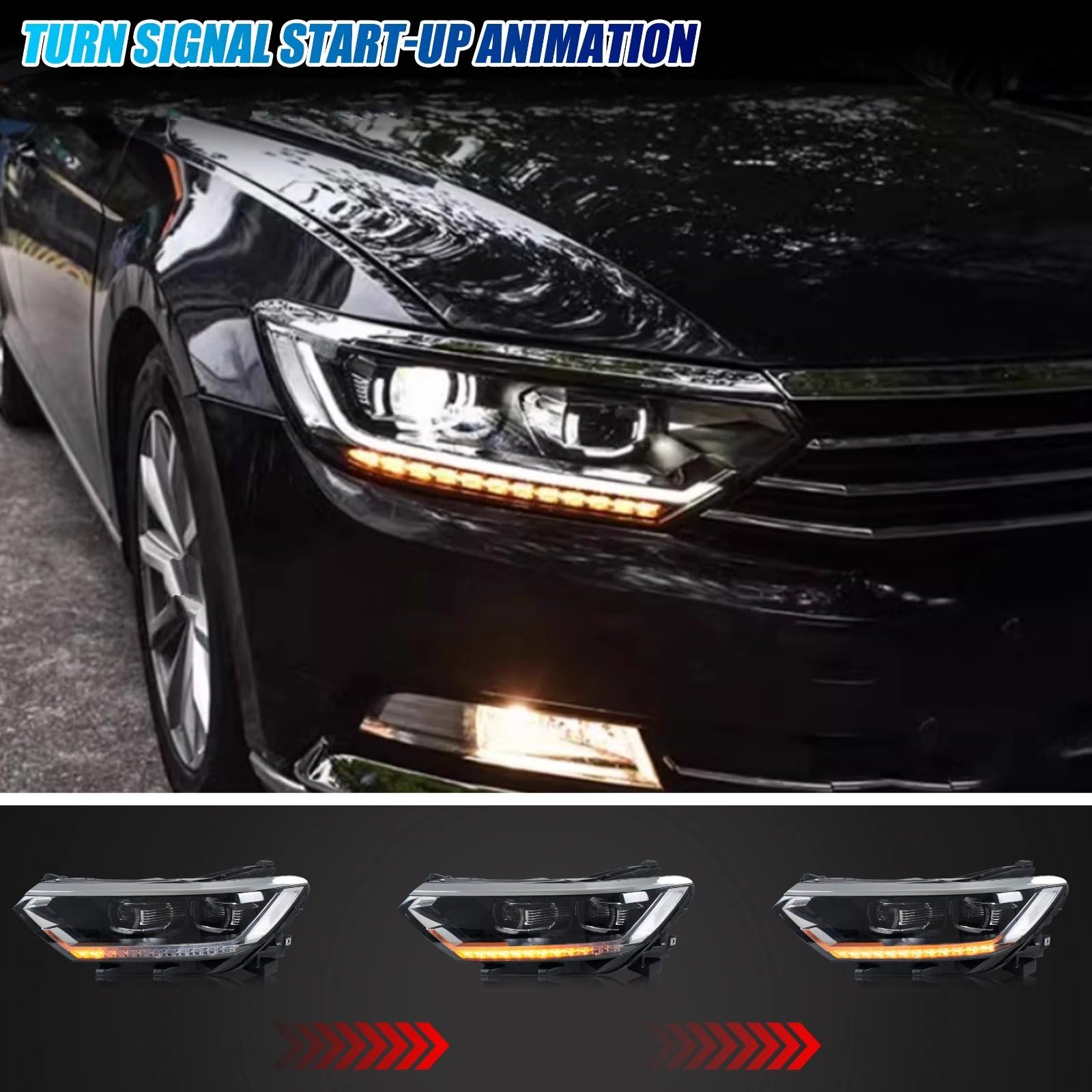 Faro Fanale Anteriore Per Passat B8 2014-2018 Proiettore A Matrice Sequenziale Indicatori Di Direzione Anteriori Coppia Fari A LED Luce Marcia Diurna