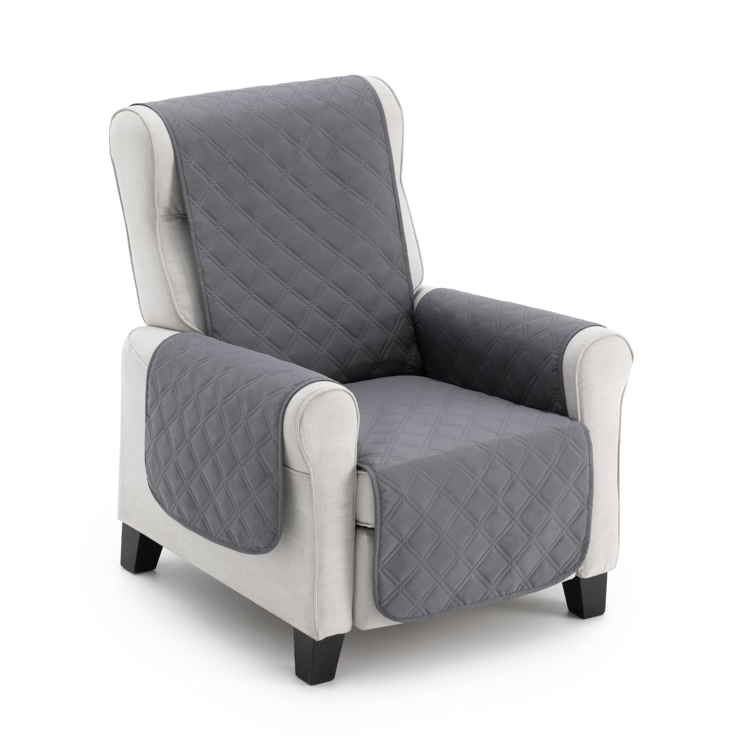 MAXIFUNDAS | Cubre Sillón Acolchado Reversible | 1 Plaza/Relax | Gris/Gris Claro | Cubre Protector Sillón con Tiras Elásticas de Sujeción | Modelo MAUI OEKO-TEX STANDARD 100