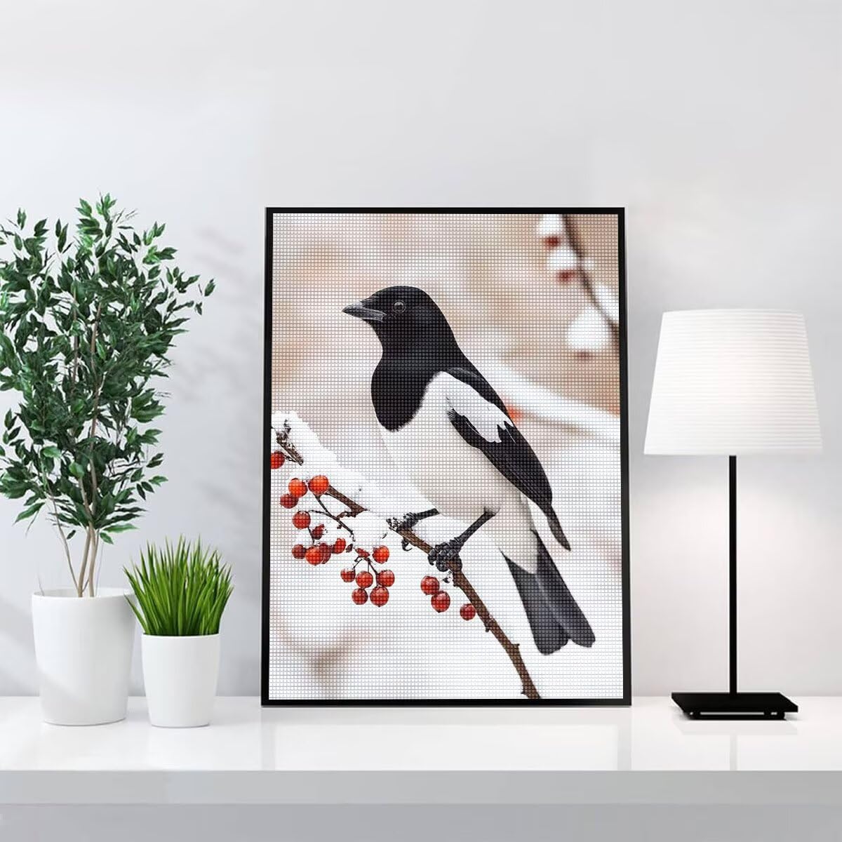 Diamond Painting Kit Completo, Diamond Painting Uccello, 5D Quadrato Pittura Diamante Kit Manualidades Adultos DIY Diamantini Crystal Art Disegni Ricamo Punto Croce Artigianale, 60x90cm Inverno j0-699
