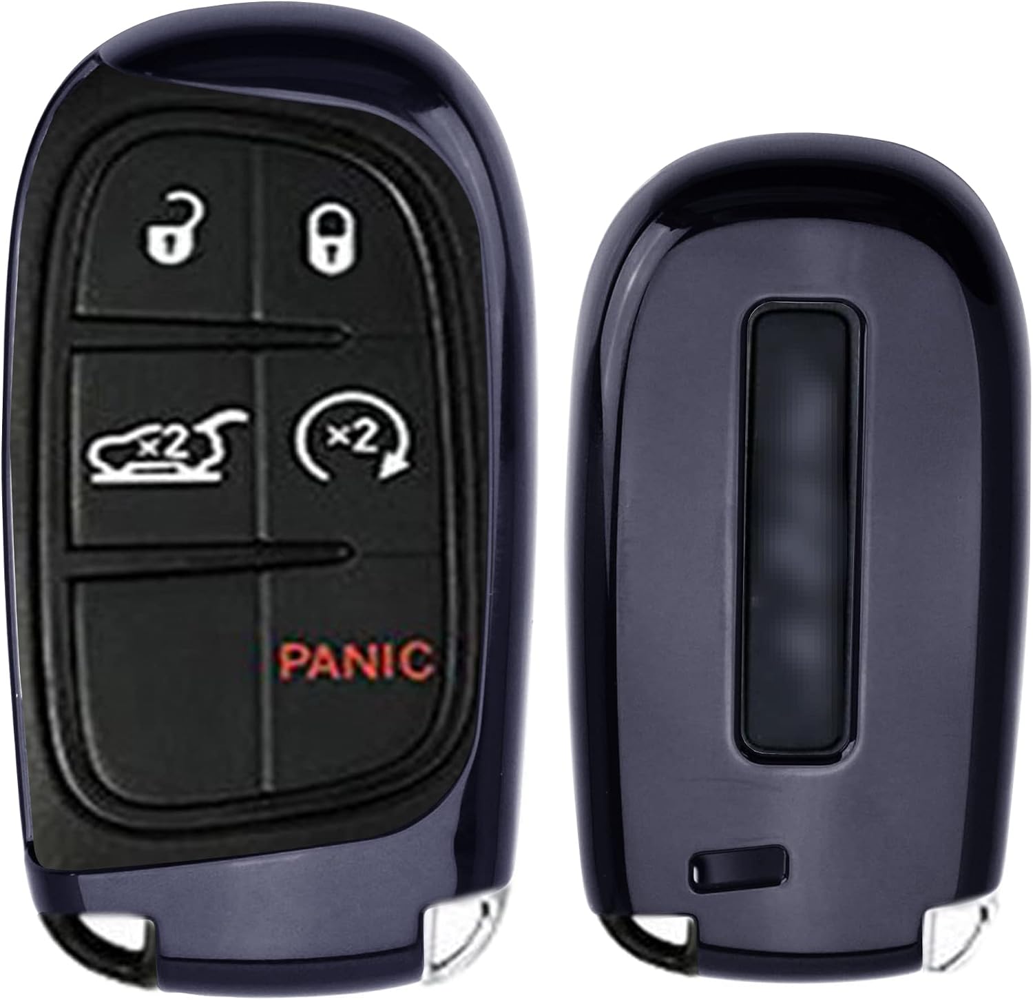 iJDMTOY Chrome Finish Black TPU Key Fob Protective Cover Case Compatible With Charger Challenger Dart Durango Journey, Grand Cherokee, Renegade, 200 300, etc