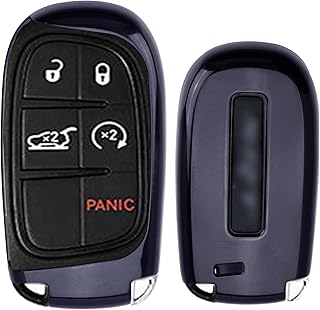 iJDMTOY Chrome Finish Black TPU Key Fob Protective Cover Case Compatible With Chrysler 200 300, Dodge Charger Challenger Dart Durango Journey, Jeep Grand Cherokee, Renegade, etc