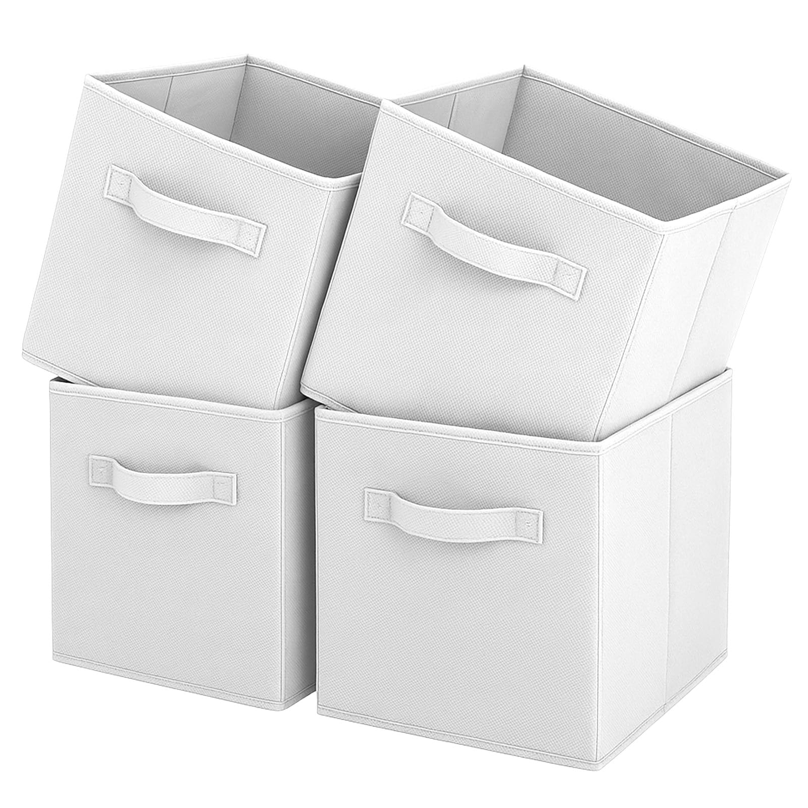 Pinkgarden Storage Box, Collapsible Fabric Storage Cube with Handles for Home, Kids Room, Closet and Toy Organization,Pack of 4, 26.7 x 26.7 x 27.9 cm, White — image 1