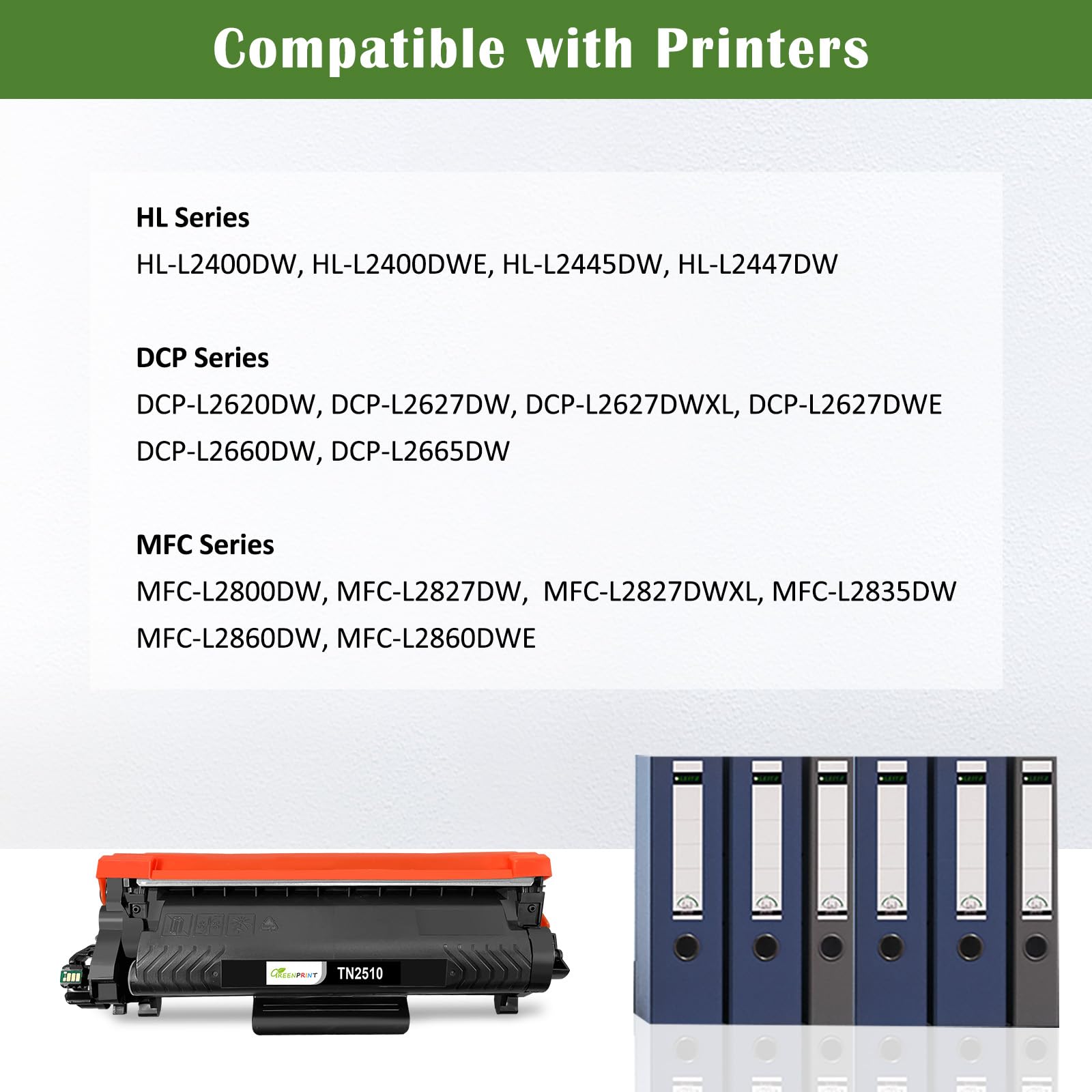 Cartuccia Toner Compatibile TN-2510 TN2510 Capacità Standard 1200 Pagine Nero per Brother MFC-L2800DW L2827DWXL L2835DW L2860DWE HL-L2400DW L2445DW L2447DW DCP-L2660DW L2620DW L2627DWXL Stampanti