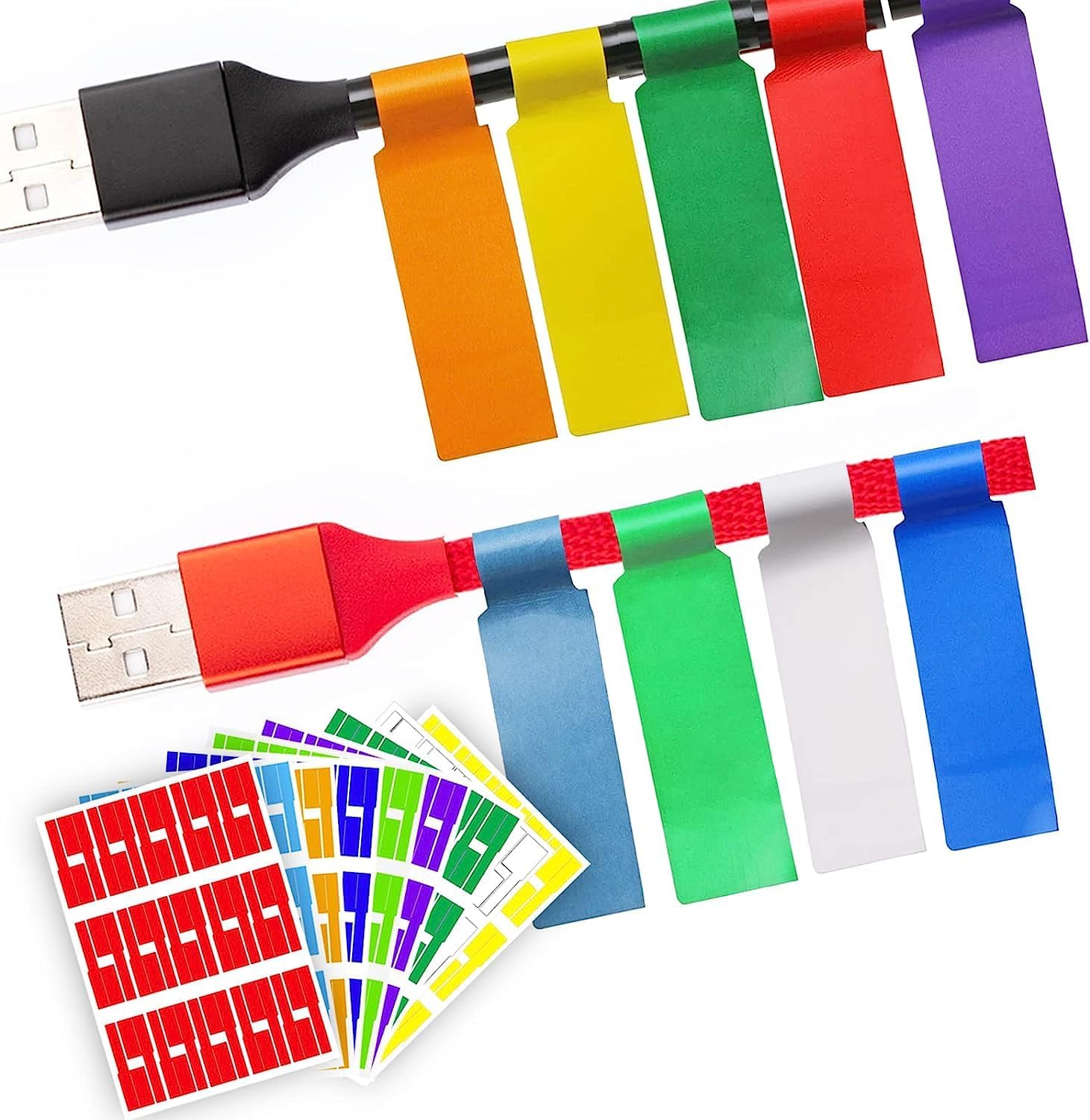 True-Ally 240 PCS Cable Labels, 8 Colors Waterproof Cable Tags Wire Labels for Cable Management, Cord Labels Can Write On, Self Adhesive Wire Labels Easy Handwriting. Cable Organiser