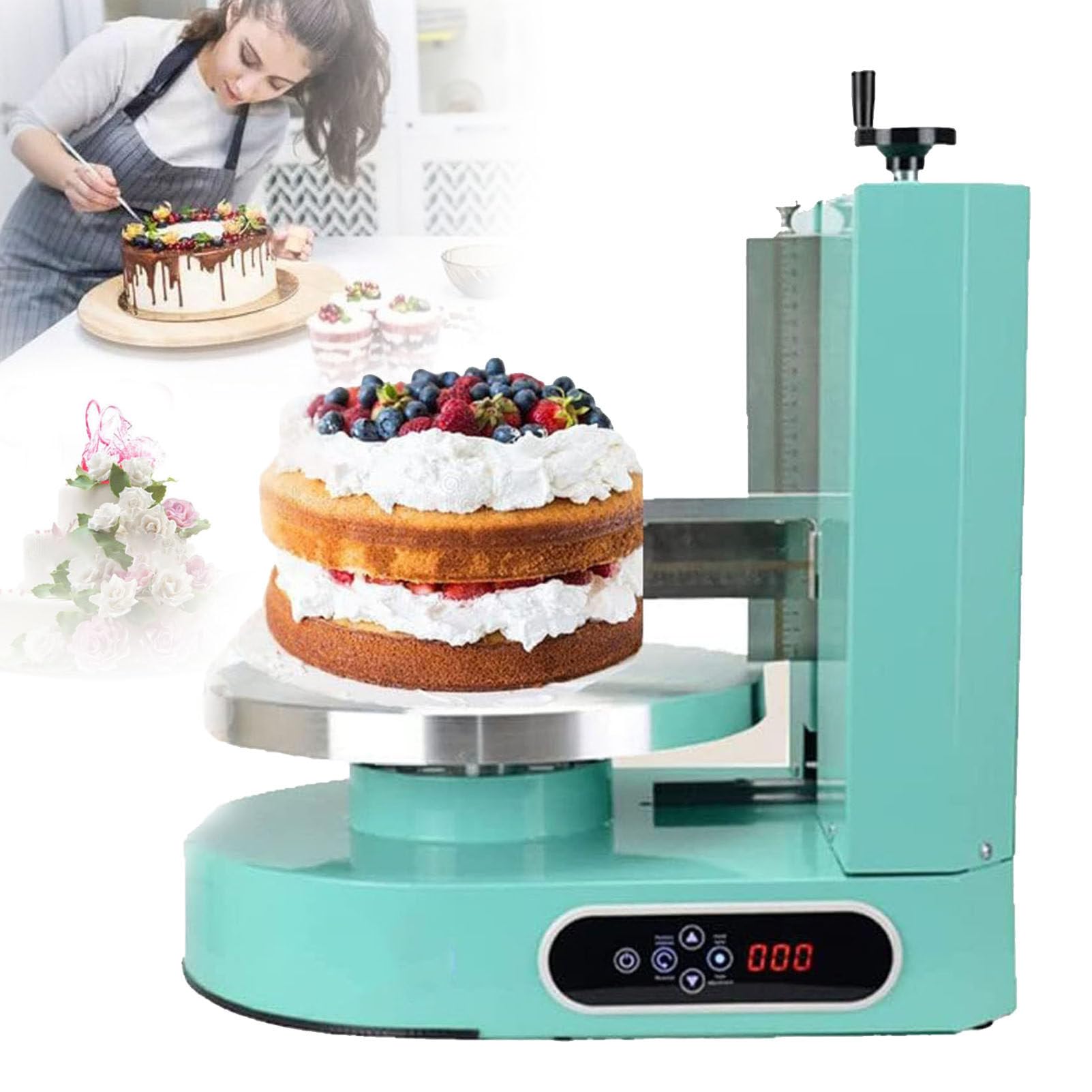 4-12 pouces Machine à Glaçage Automatique pour Gâteaux Machine à Glaçage Portable pour Gâteaux Machine à Glaçage Ajustable pour Glaçage pour Gâteaux Machine à Glaçage pour Gâteaux d'Anniversaire,Green
