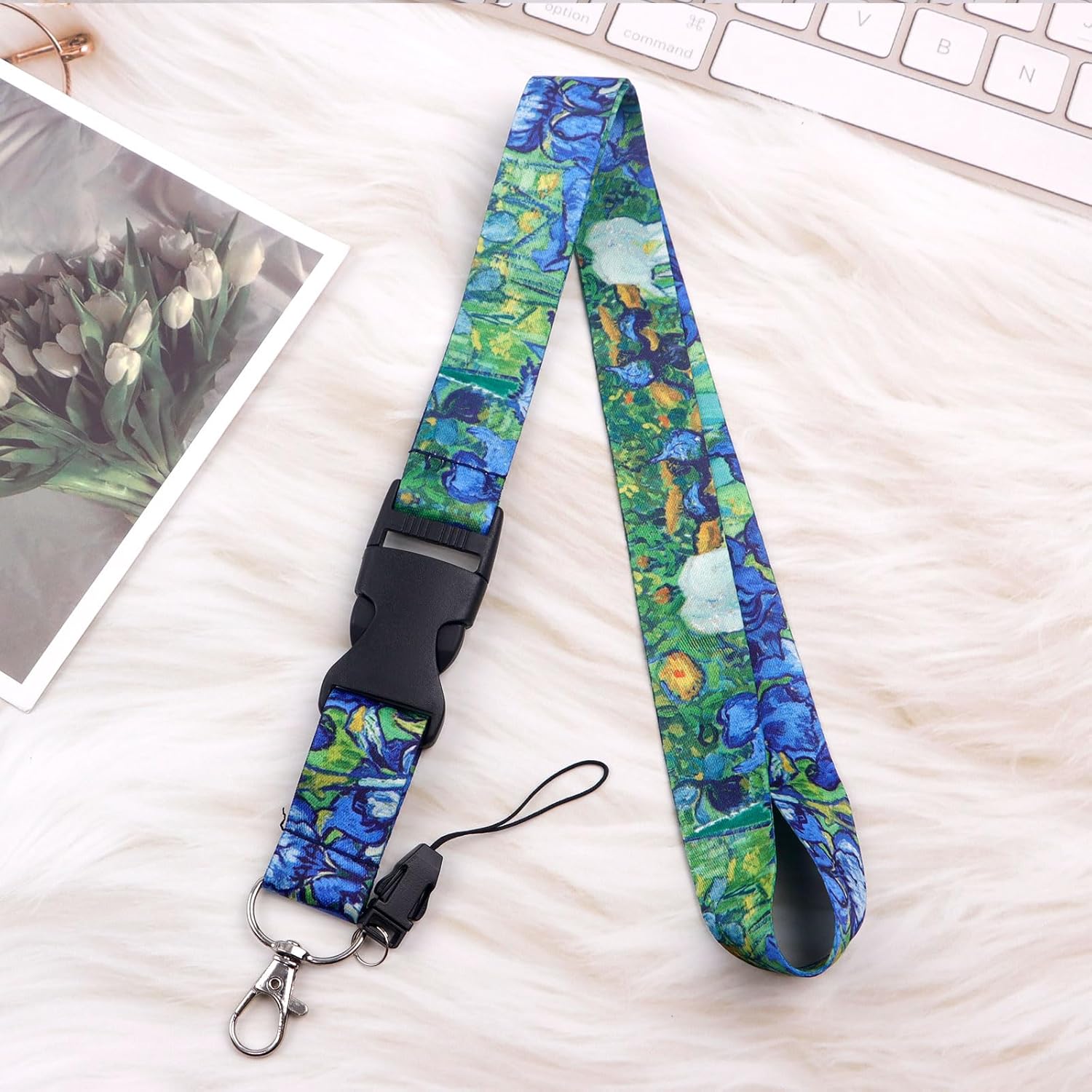 Flower Neck Lanyard for ID Badge, Breakaway Lanyard with Keychain, Quick Release Buckle Detachable Lanyard for School Hospital Office - Image 2