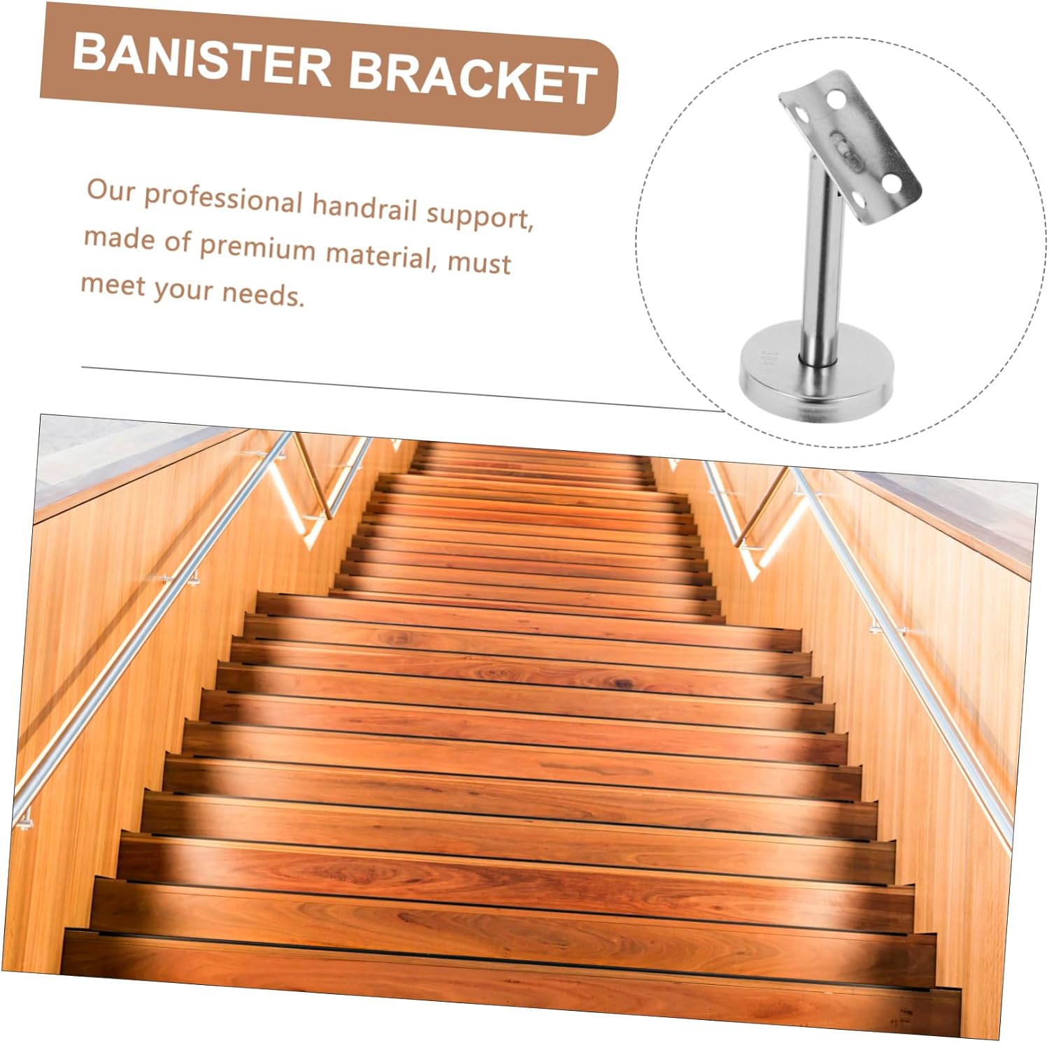 HOMSFOU Handrail Bracket for Stairs Stainless Steel Wall-Mounted Bracket Wall-Mounted Handrail Support Holder