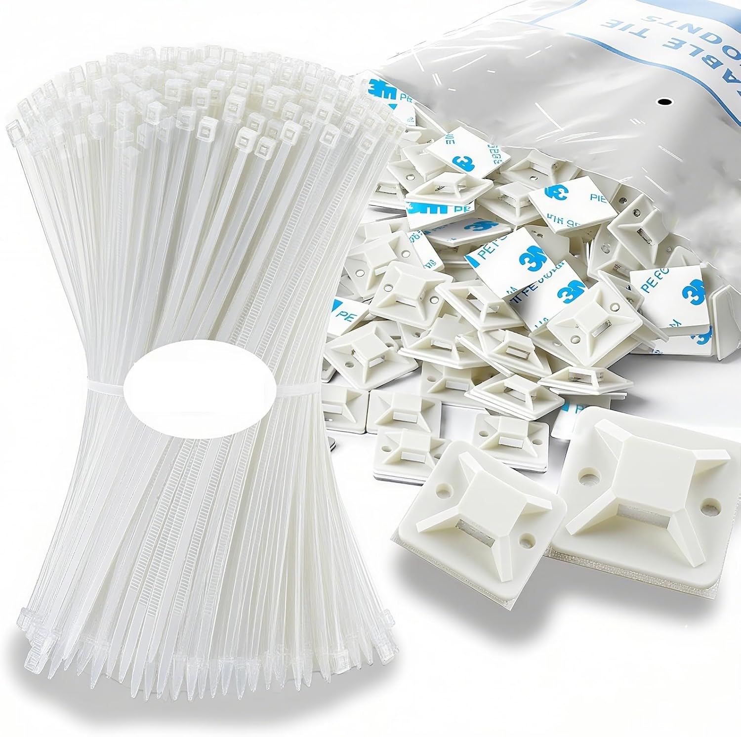 Zip Tie Mounts - SeuYeugX 1000 PCS Cable Self Adhesive Mounts Set for Wire Management with Stick Pads Anchors Clips Squares Holders (Black)