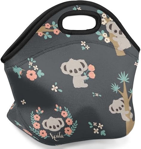 Miniatura 2 de Hermosa bolsa de almuerzo de neopreno Koala reutilizable, aislada, suave, ligera, bolsa de almuerzo para mujeres y hombres, bolsa de trabajo para la