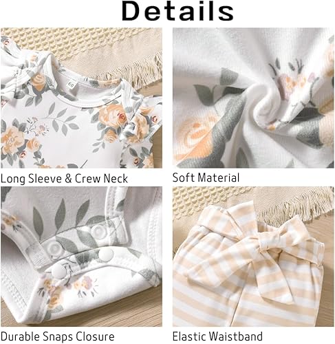 Miniatura 3 de Aalizzwell Conjunto de mameluco acanalado para bebé recién nacido prematuro para otoño e invierno