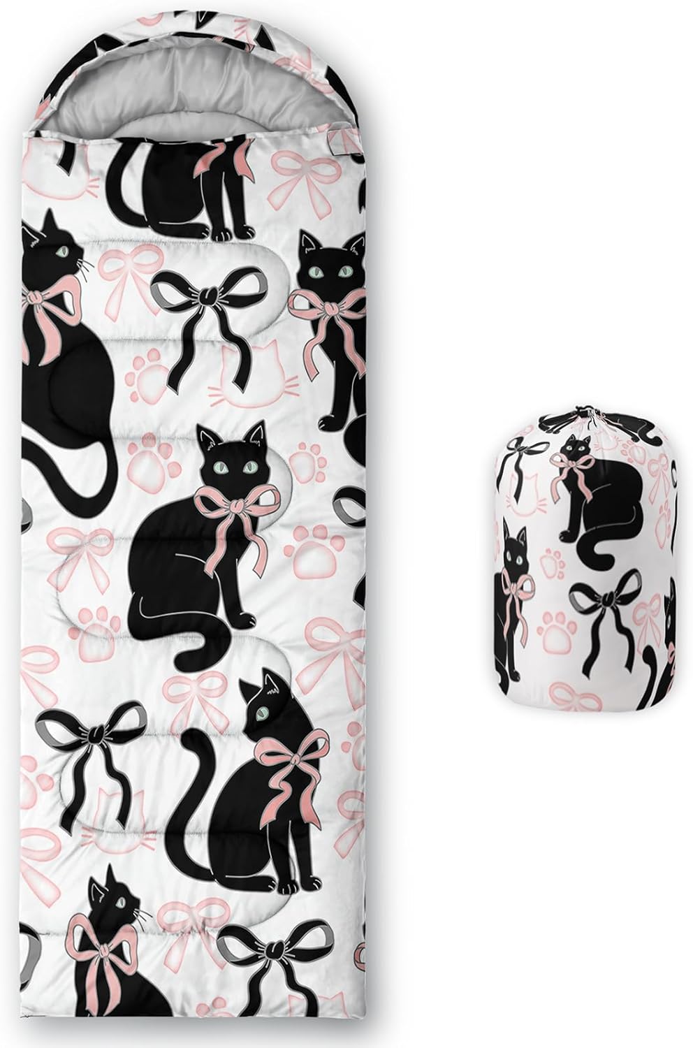 AILONEN Kawaii Panda Sleeping Bags,Lightweight & Waterproof,3 Season Warm & Cool Weather,Dreamy Purple Flower Animal Themed Sleeping Bags for Boys,Girls,Kids,Adults Travelling,Outdoors