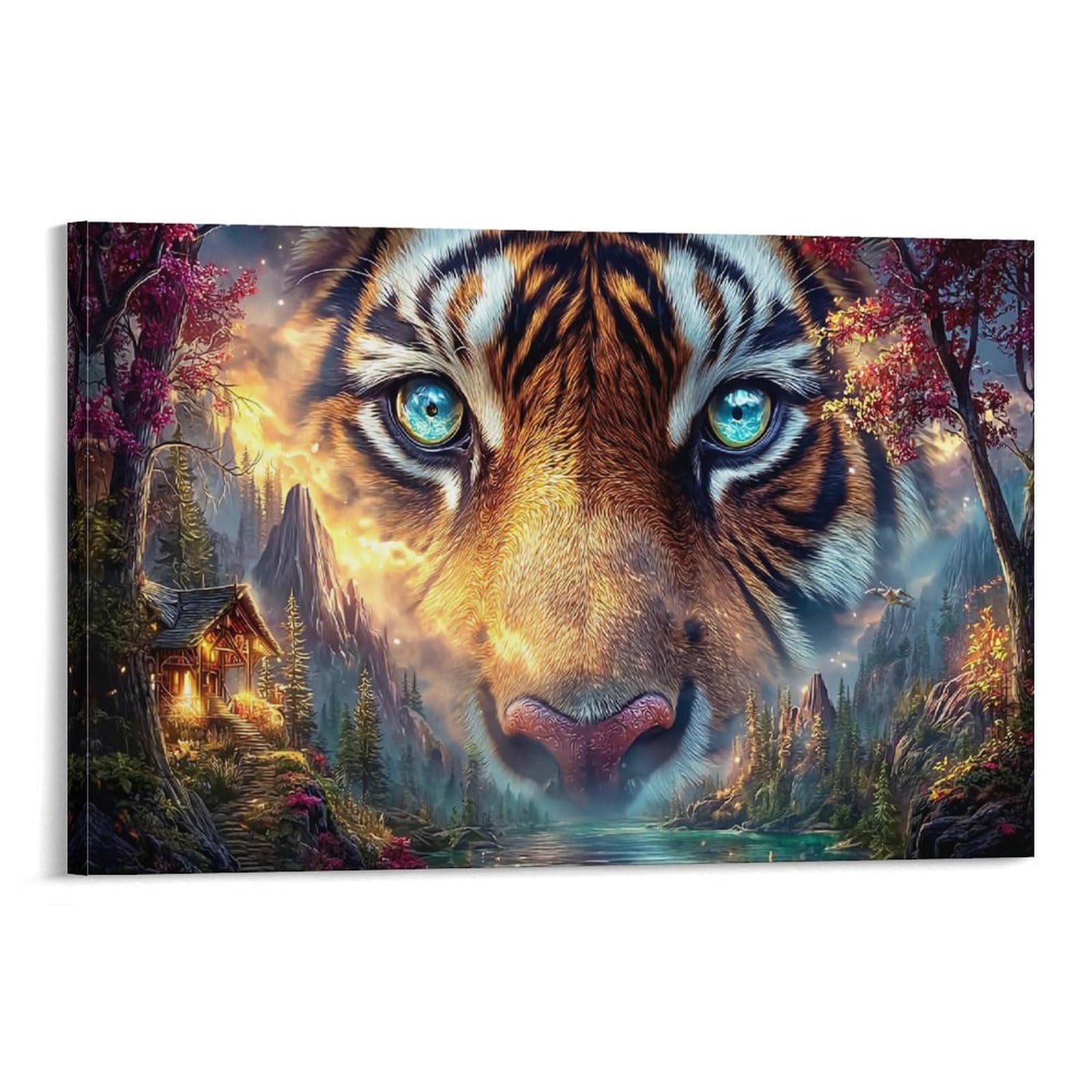 XPASHIQWC Forest Tiger Poster Artwork Giclee Canvas Prints Modern Canvas Wall Art Picture Wall Hanging for Living Room Home Decorations 24x36inch(60x90cm)