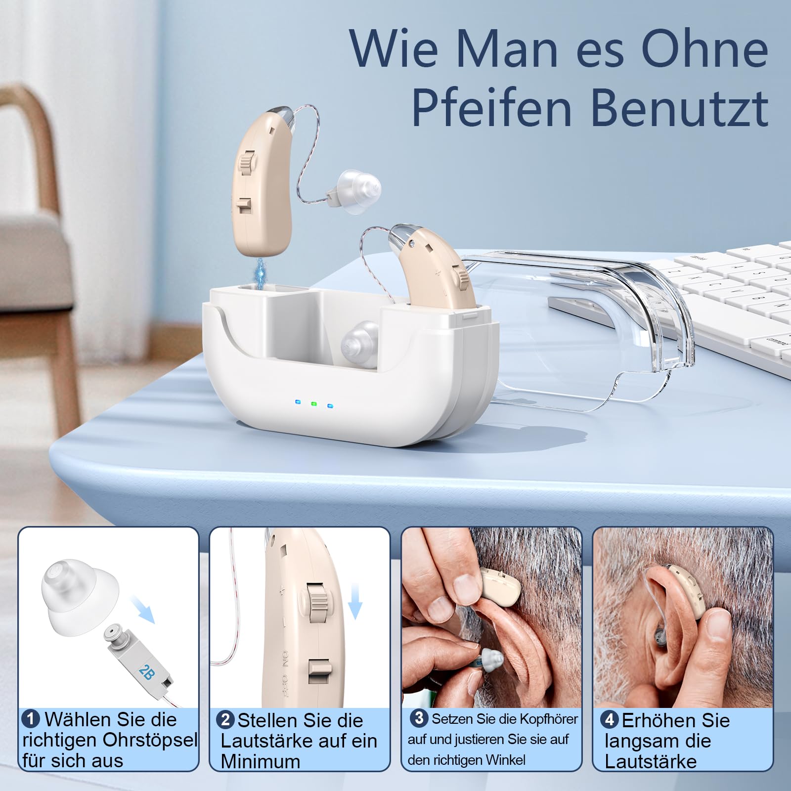 Wiederaufladbare Sound-Verstärker für Senioren，mit Geräuschunterdrückung & Einstellbarer Lautstärke，Unabhängiger Netzschalter