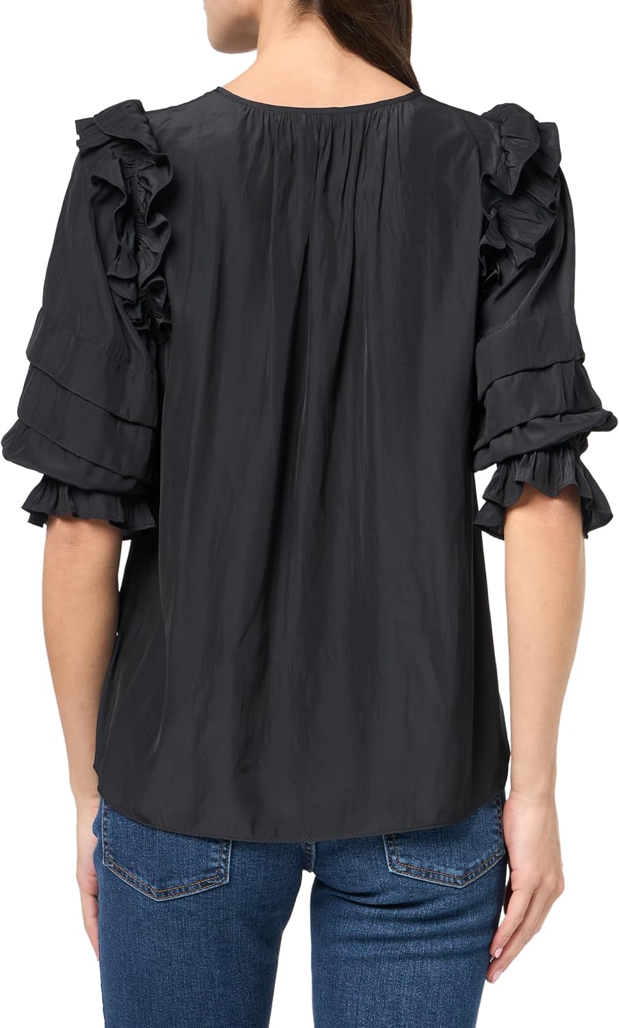 Ramy Brook Women's Samira Ruffled Shoulder V Neck Top - Image 3