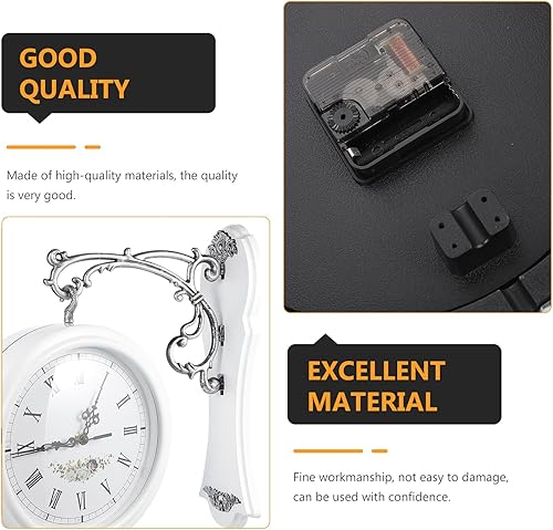 Miniatura 9 de VICASKY Reloj de pared redondo de hierro forjado de aspecto antiguo marrón para colgar en la pared, reloj de pared de doble cara, reloj de pared de