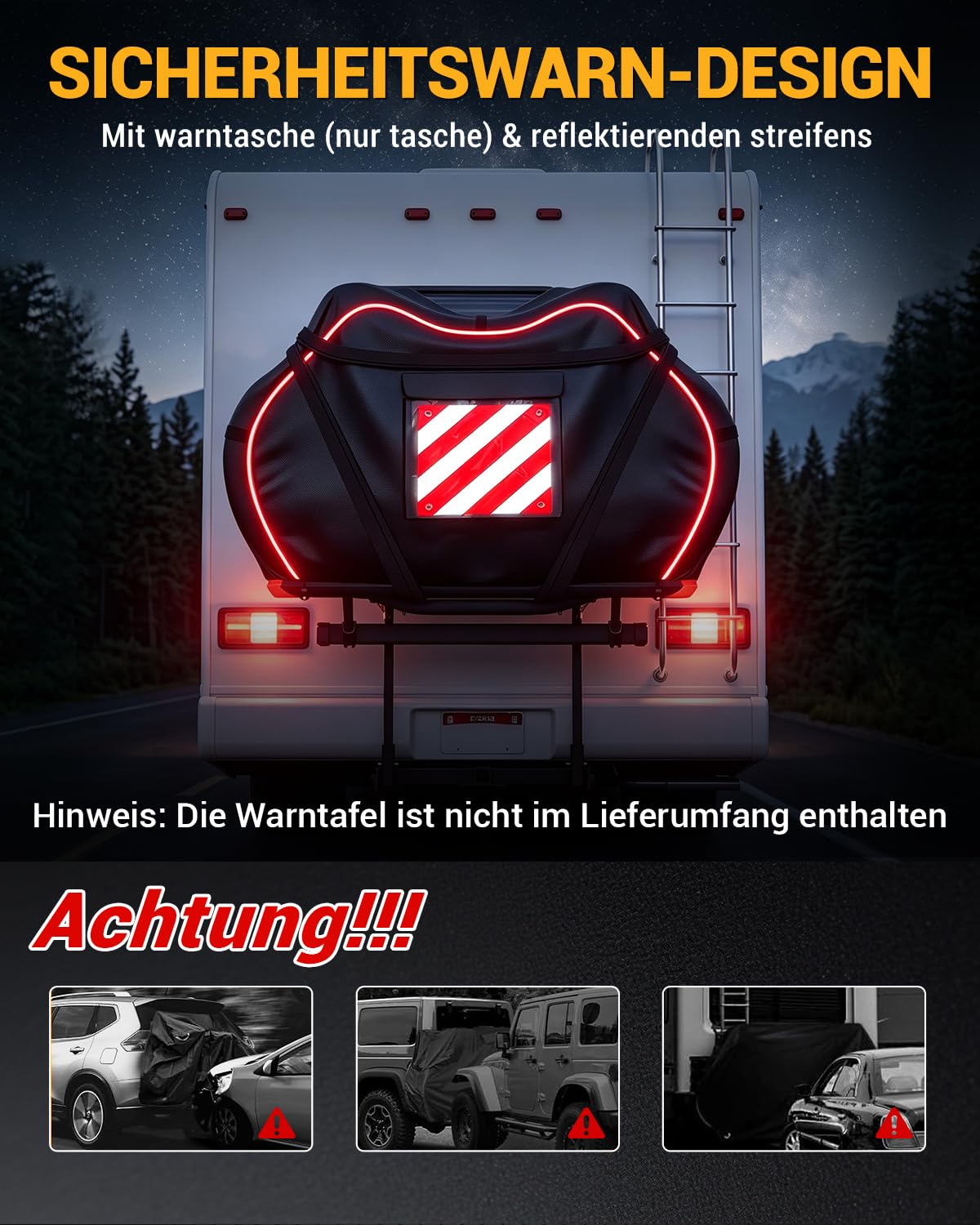 600D Serie Fahrradabdeckung für 2 Fahrräder Oxford, Fahrradabdeckung Wasserdicht Transport Fahrradschutzhülle für Fahrradträger für Anhängerkupplungs-heckträger