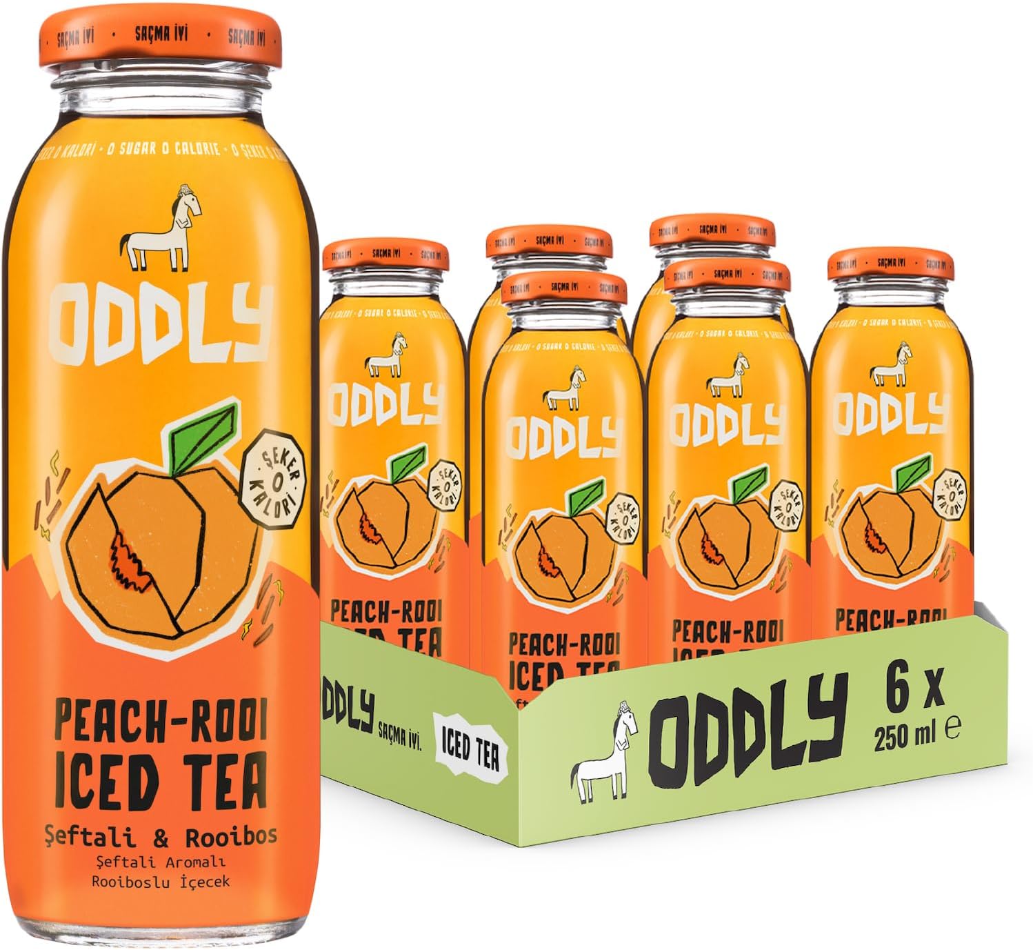 Oddly Peachrooi Soğuk Çay Cam Siyahçay Şeftali Rooibos - 0 Şeker ve 0 Kalori 250 ml x 6 Adet