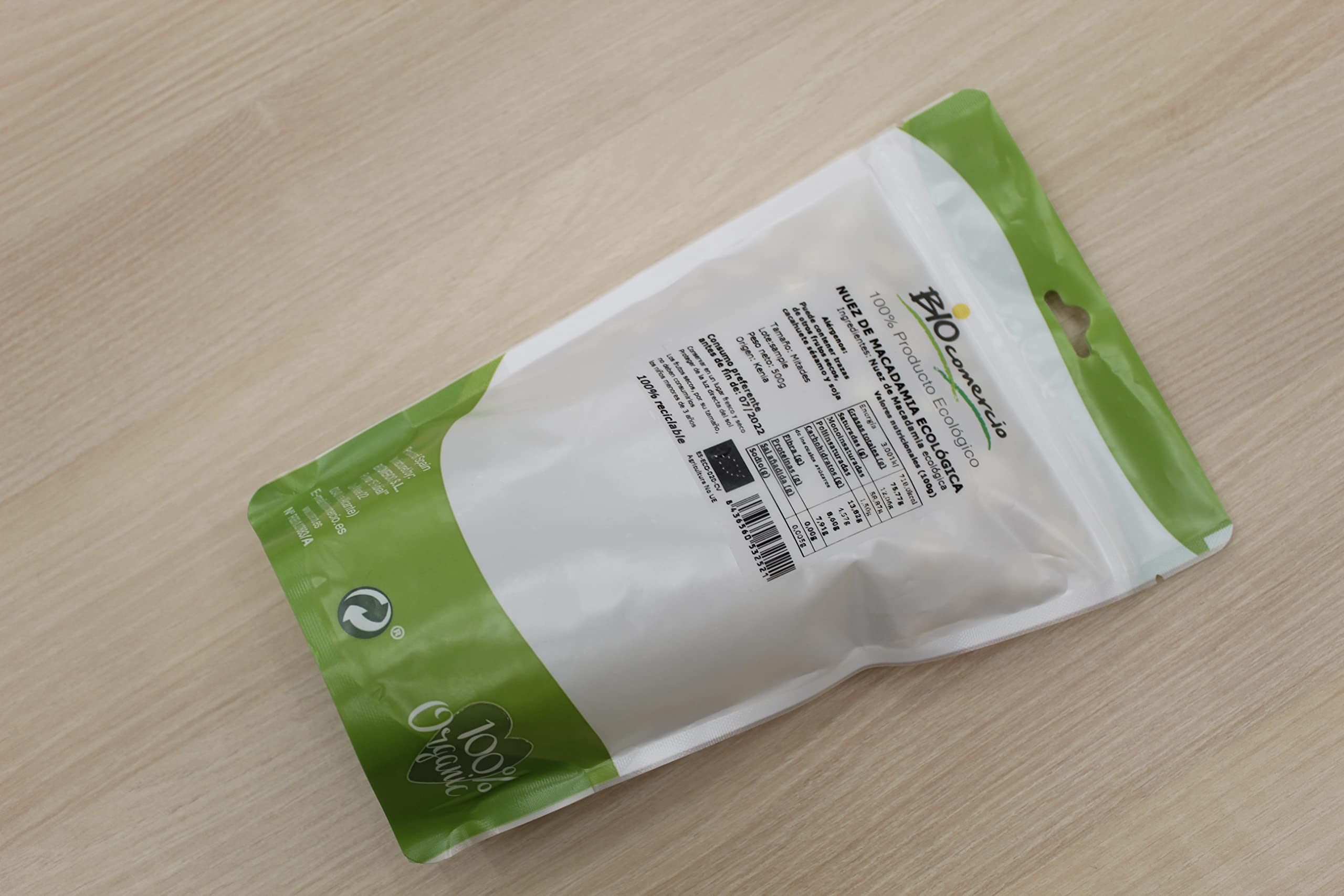 BIOCOMERCIO | Nueces de macadamia ecológicas | nuez de macadamia orgánica | 500 gramos | Nueces enteras | Frutos secos | Producto ecológico y orgánico | BIO