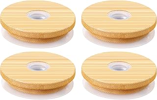 Bamboo Lids for Glass Cups with Straw Hole, 2.75inch/70mm Wooden Lids for 16OZ Beer Can Cups, Replacement for Regular Mouth, 4 Pack