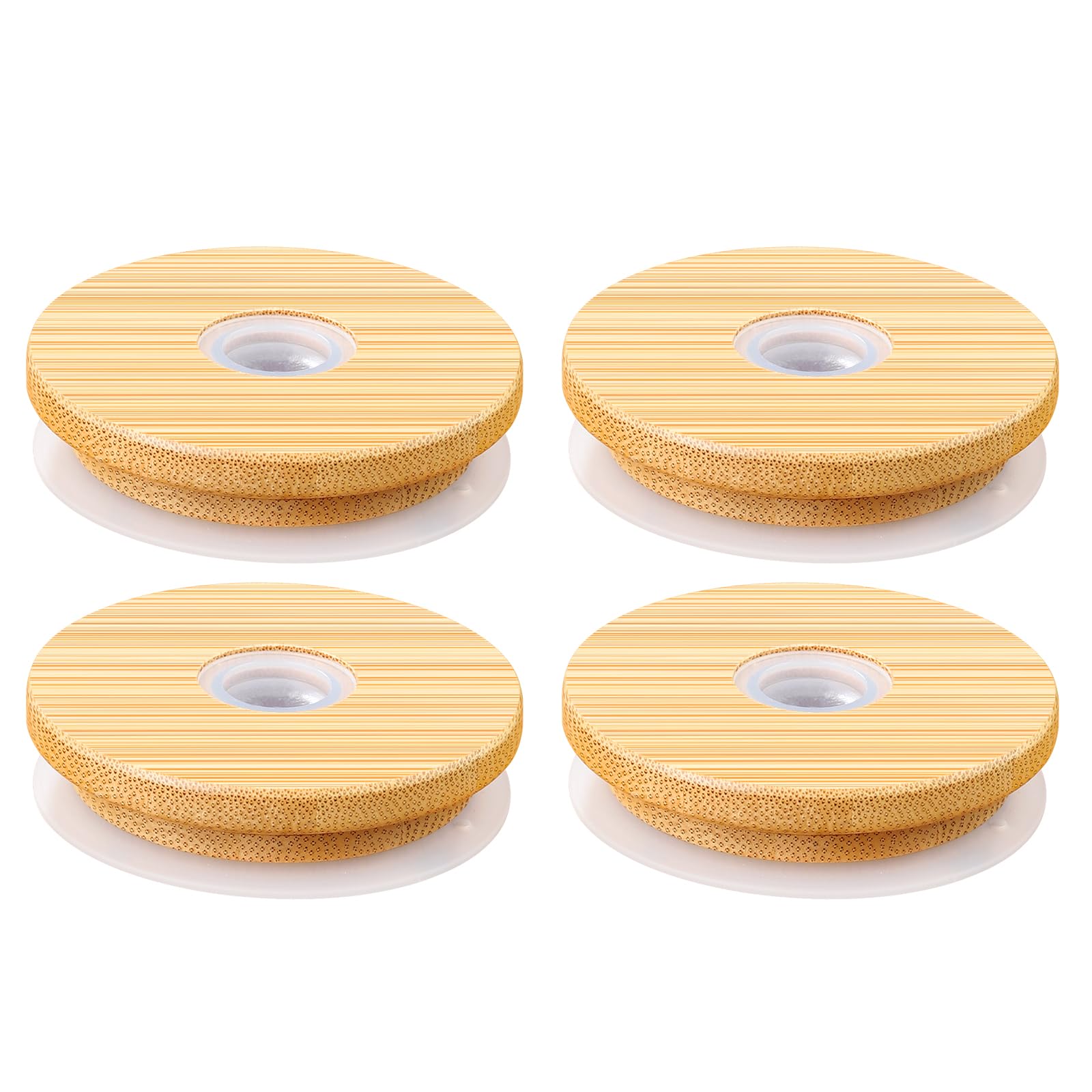 Bamboo Lids for Glass Cups with Straw Hole, 2.75inch/70mm Wooden Lids for 16OZ Beer Can Cups, Replacement for Regular Mouth, 4 Pack