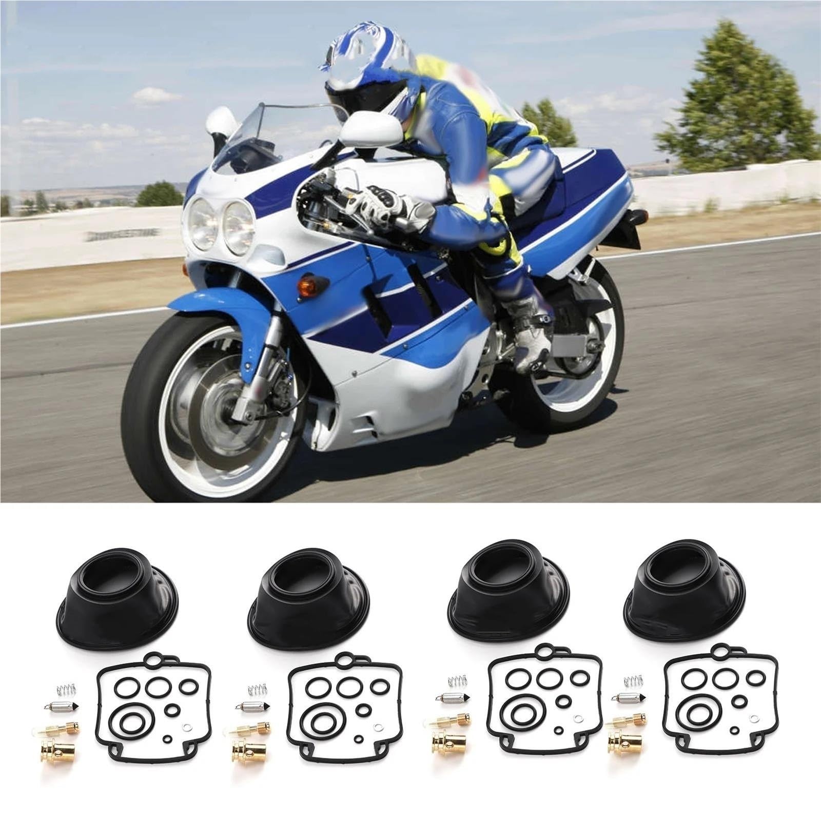 Kit Reparación Carburador Membrana Diafragma Vacío Válvula Flotante 4 Juegos Pieza Para Yamaha YZF750R YZF750 YZF 750 R 93-98(Color4)