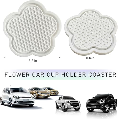 Miniatura 2 de 4 posavasos para automóvil, lindo portavasos con forma de flor, PVC impermeable antideslizante para portavasos de vehículo, accesorios universales