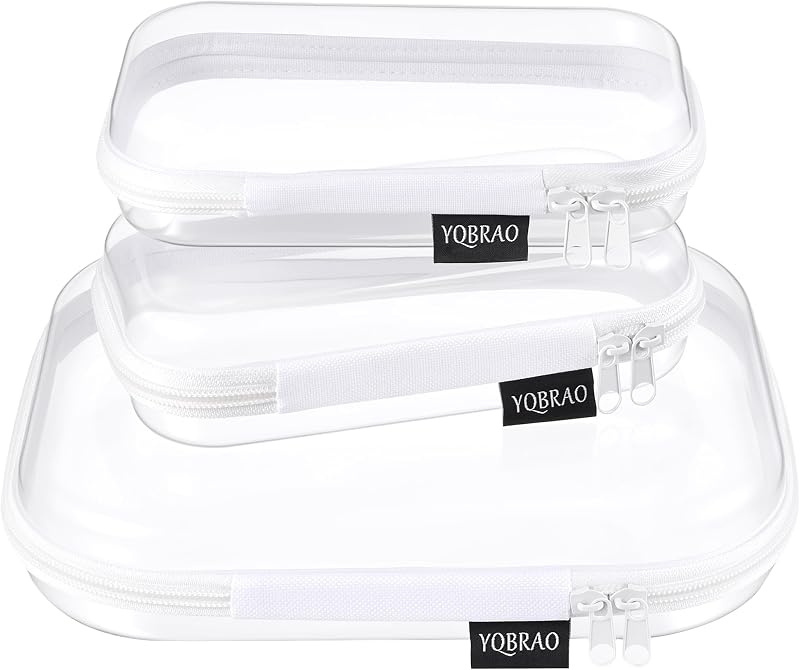 YQBRAO Maletas transparentes rígidas com zíper, conjunto com 3