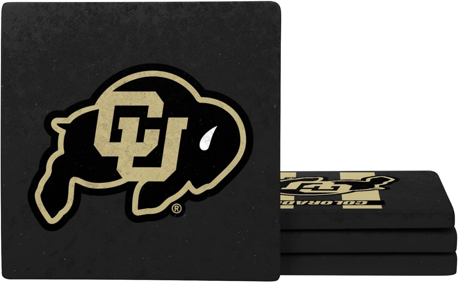 FOCO NCAA Official 4-Pack Beverage Drink Stone Coaster Set (Colorado Buffaloes) - Image 3