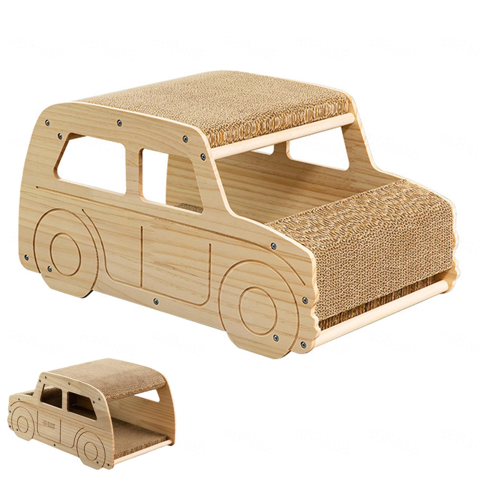 NIBHZ Rascador de Cartón para Gatos, Poste de Rascador para Gatos, Almohadillas de Tablero Duraderas Que Evitan Daños en Los Muebles,Wooden Car Cat Scratching Board