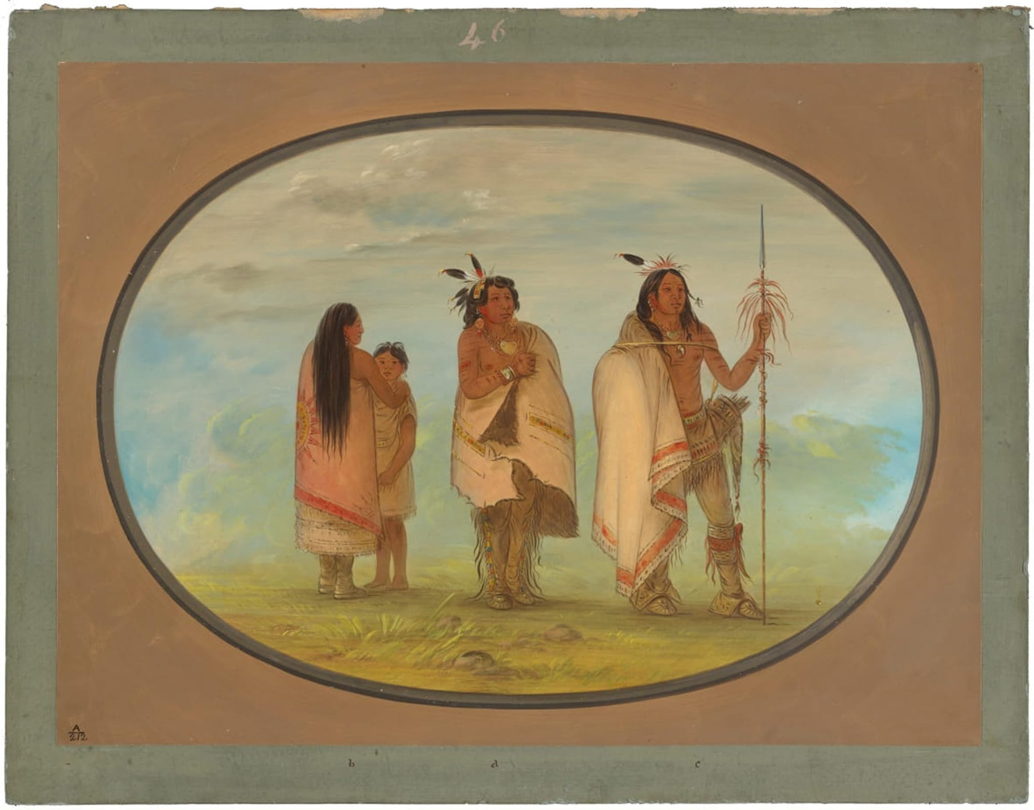 ARTXLXXBN Famous Print Painting Colorful Art Print Weeco Chief His Wife and a Warriories by George Catlin Canvas Art Decorations for Home Decor 60x90cm