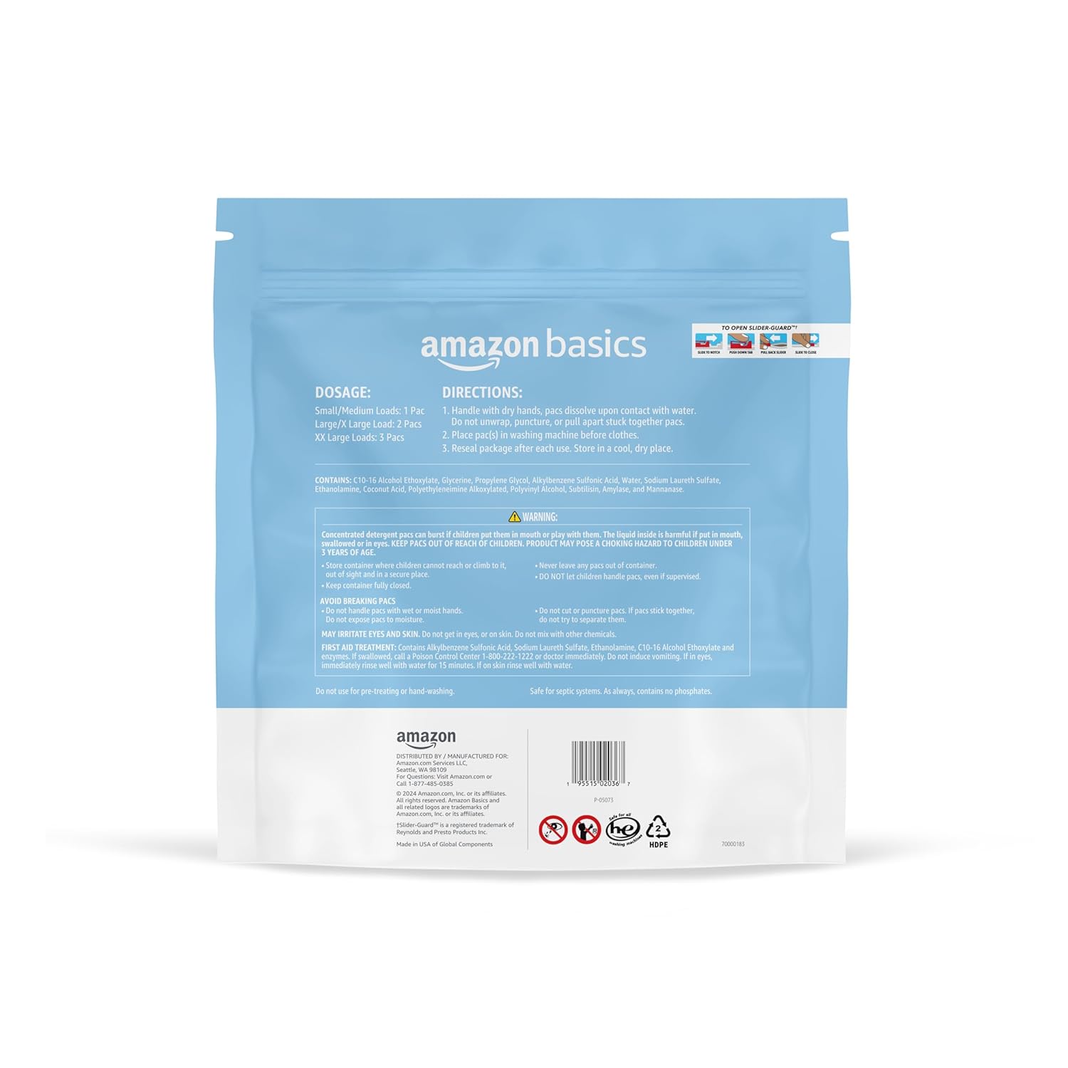 Amazon Basics Laundry Detergent Pacs, Free & Clear, Hypoallergenic, Fragrance Free, HE Compatible, Easy to Use, 120 Count (New Packaging) - Image 2