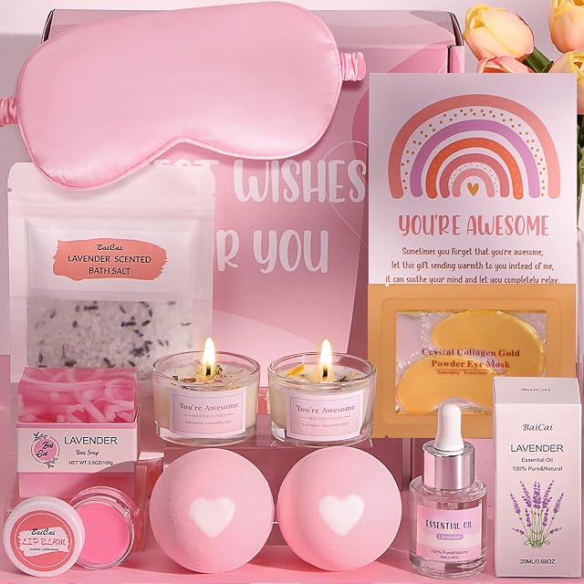 Pamper Gifts, Relaxation Spa Gifts Set Pamper Hamper Mum Self Care Package For Her, Relax Bath Birthday Presents for Women, Mother, Friend, Sister, Wife, Her
