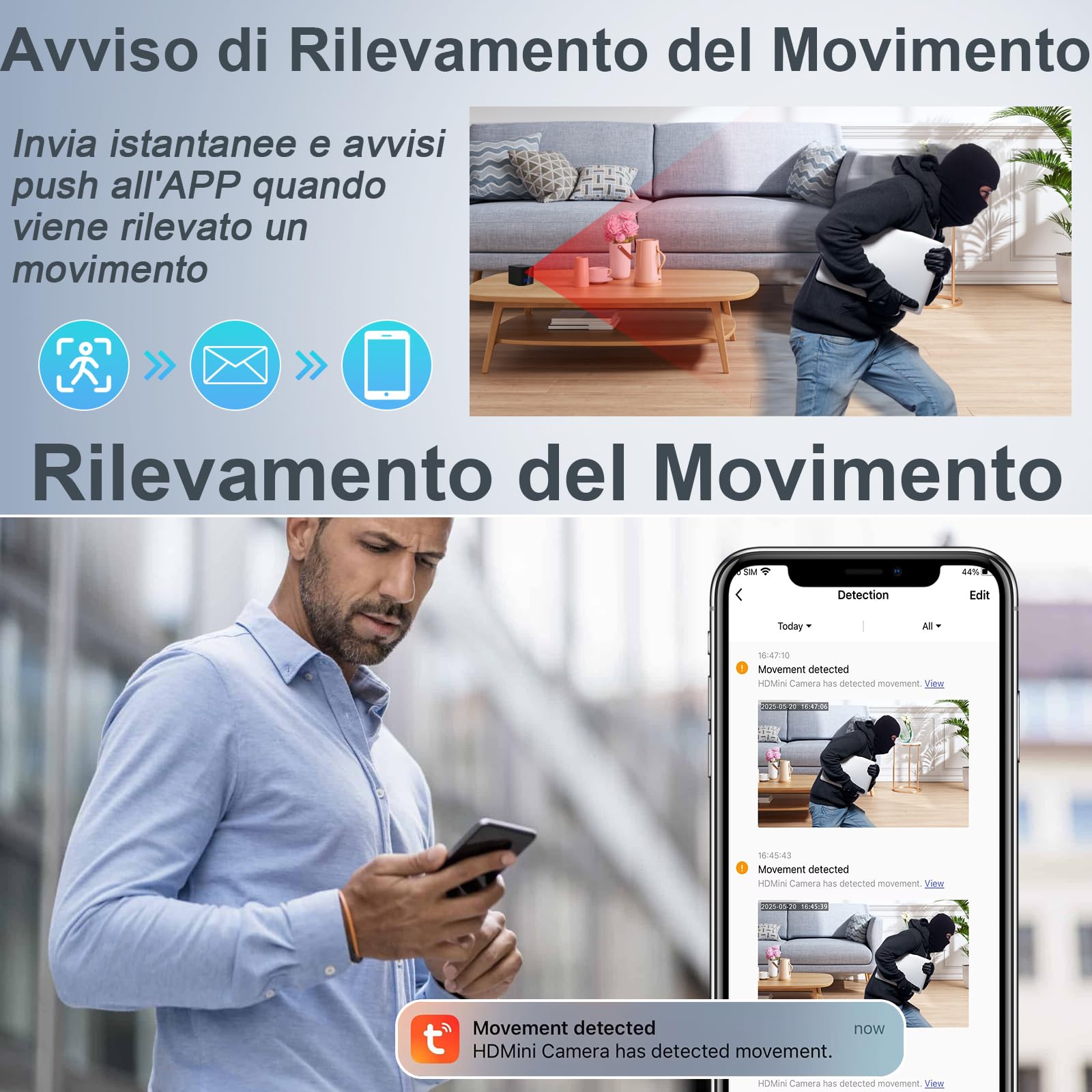 LXMIMI Telecamera Nascosta WiFi 2,4&5Ghz, Orologio Mini Telecamera Spia WiFi HD 1080P Telecamera Nascosta Spia Supporto Bluetooth, Visione Notturna e Rilevamento del Movimento