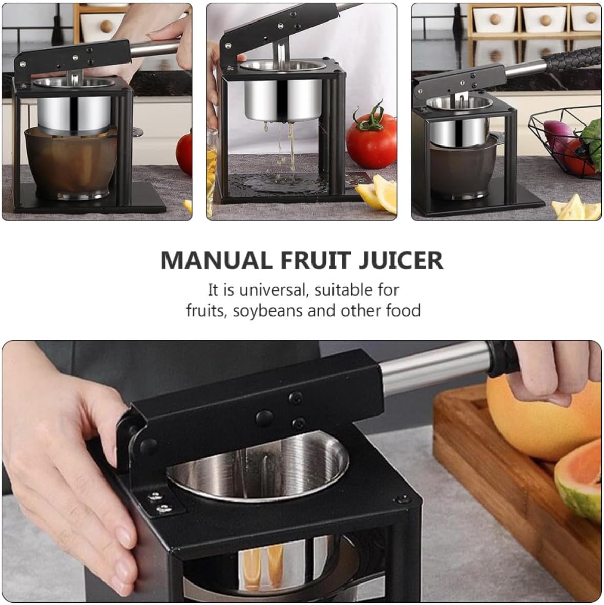 LIFKOME 1pc Manual Household Fruit Juicer Hand Press Squeezer Lightweight Compact Multifunctional Fruit Squeezing Device for Citrus Soybeans more Easy and Safe Operation