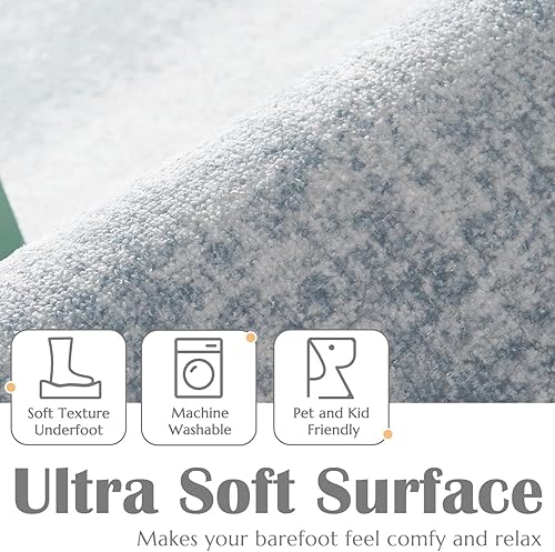 Miniatura 2 de jinchan Alfombra abstracta moderna de 5 x 7, alfombra contemporánea de felpilla, fina alfombra suave para cocina, con estampado gris,