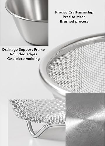 Miniatura 6 de Stainless Steel Colander, 16cm Portable Rice Washer Strainer Fruit Washing Bowl with Mixing Bowl for for Rice Pasta Spaghetti