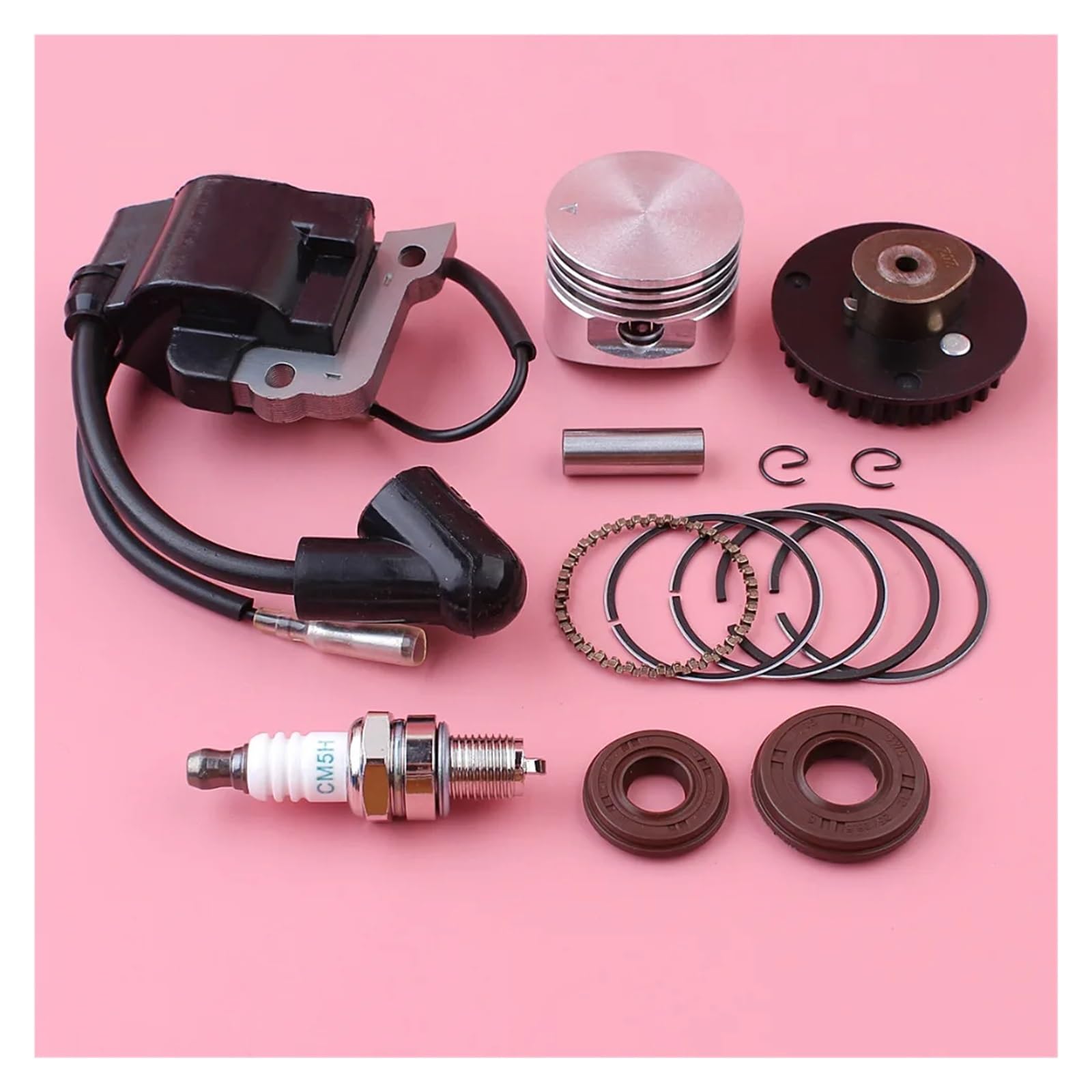 Bobina de Encendido, pistón de 35 mm, polea de árbol de levas, Kit de tapón de Sello de Aceite, Compatible con GX25 GX 25, 25 Engine Size, 4 Tiempos, Repuesto for cortacésped.