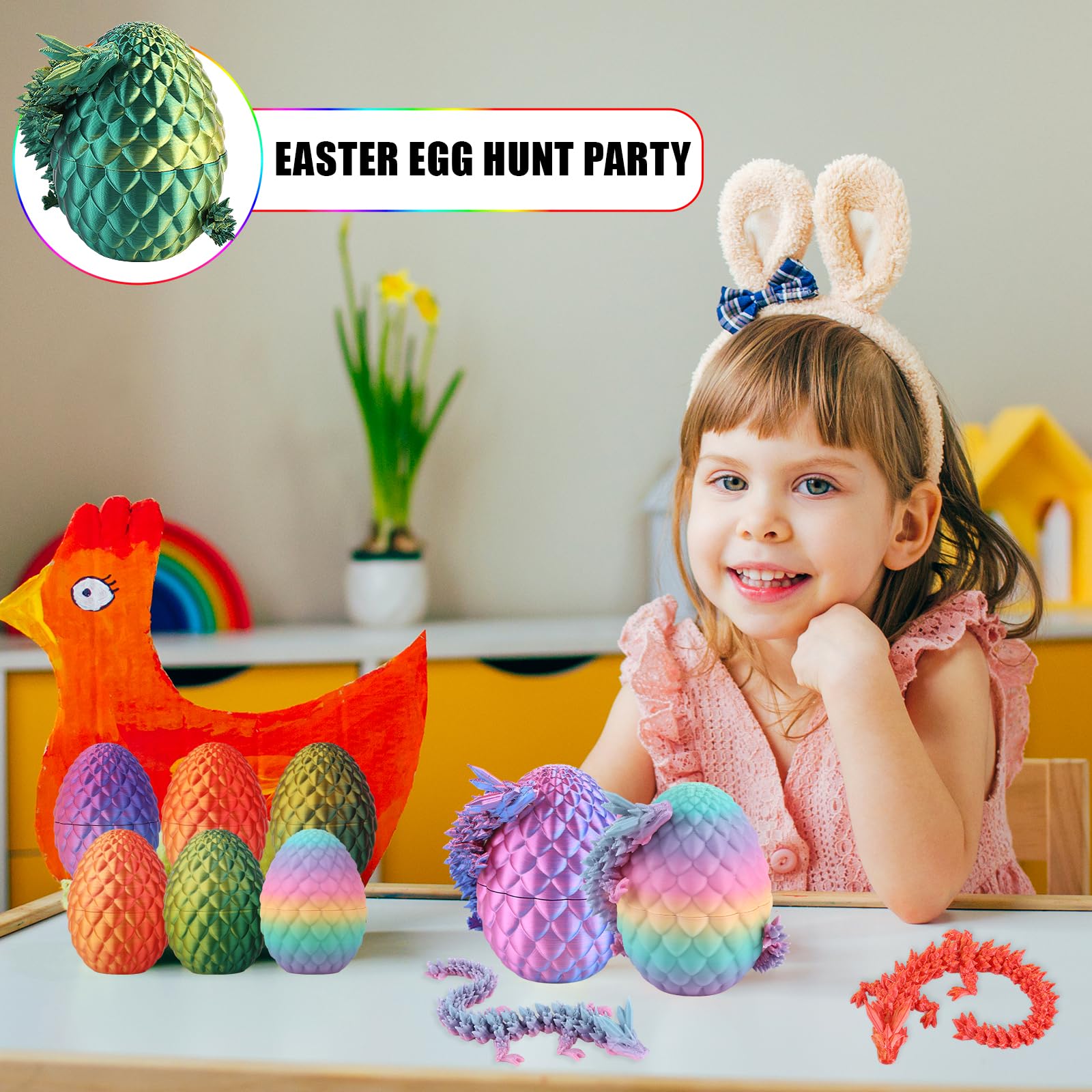 12inch 3D Printed Dragon Egg,Mystery Crystal Dragon Fidget Toys,Articulated Dragon,Home Desk Decor Easter Surprise Dinosaur Eggs,Adults Fidget Toys for Autism/ADHD (Laser Purple)