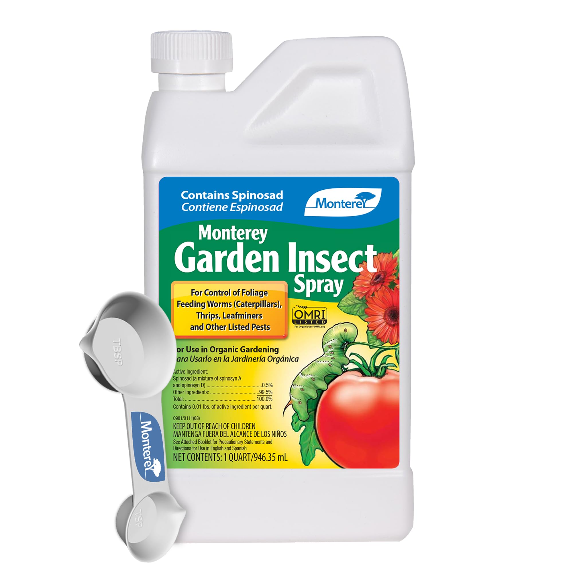 Monterey - Spinosad Insecticide Bundled with Measuring Spoon - Organic Gardening Spinosad Garden Insect Spray Concentrate for Control Insects - 32 oz