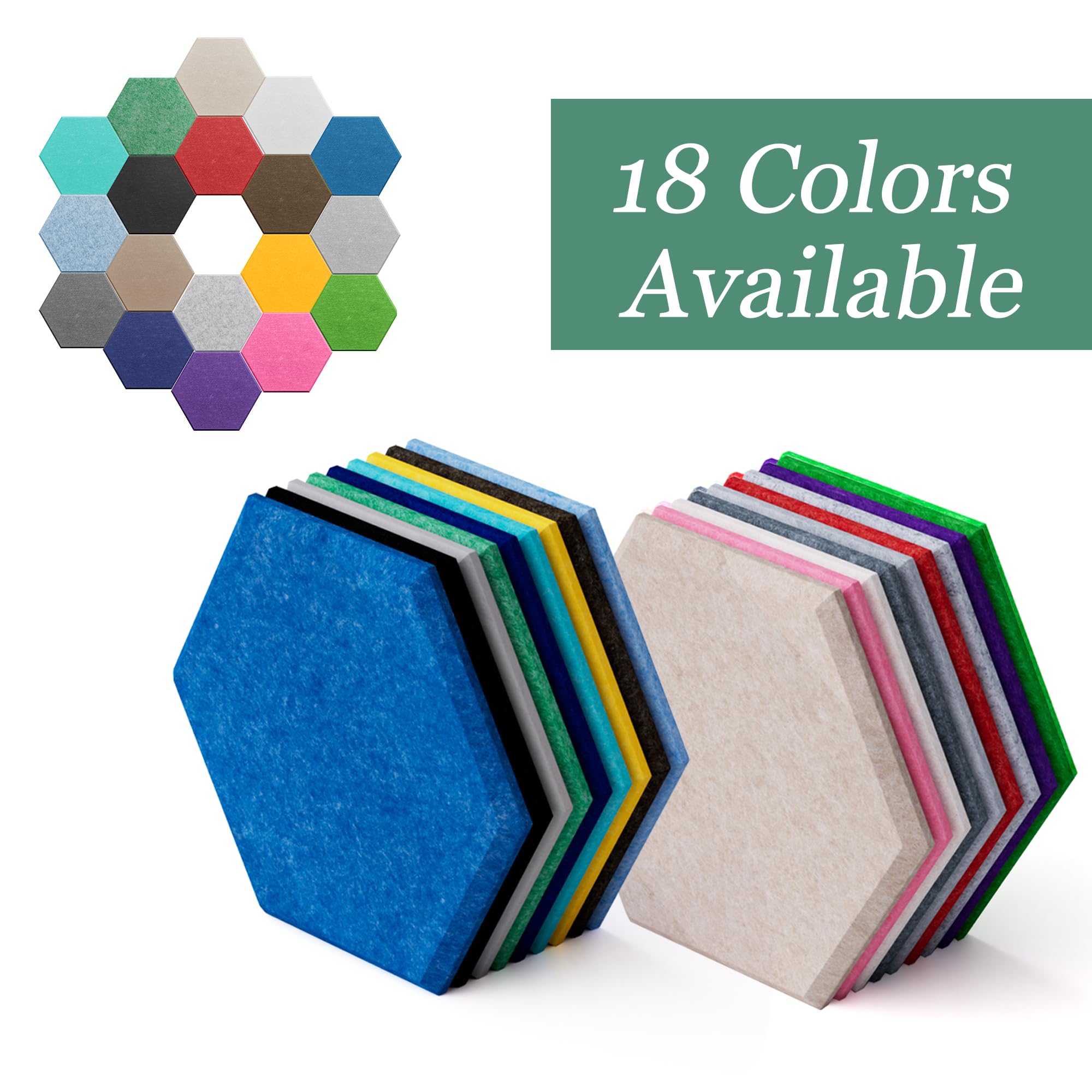 Pannelli acustici esagonali, confezione da 12 pannelli fonoassorbenti ad alta densità, 30,5 x 25,4 x 0,10 cm, per una migliore riduzione del rumore, design fai da te, idea per studi, uffici e home