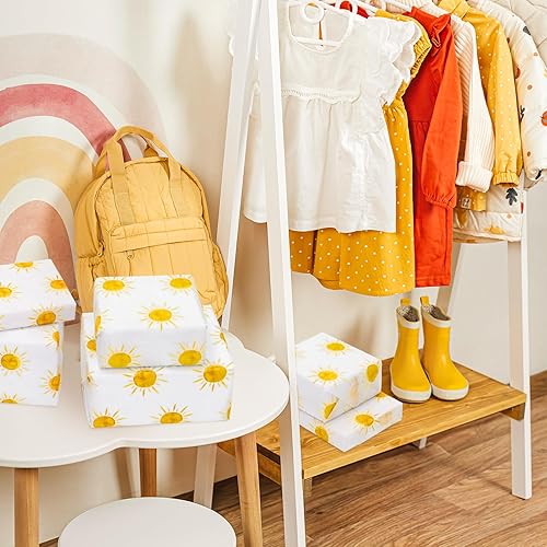 Miniatura 6 de Whaline 100 hojas de papel de seda bohemio con sol amarillo, papel de regalo para el primer viaje alrededor del sol, papel de arte para manualidades