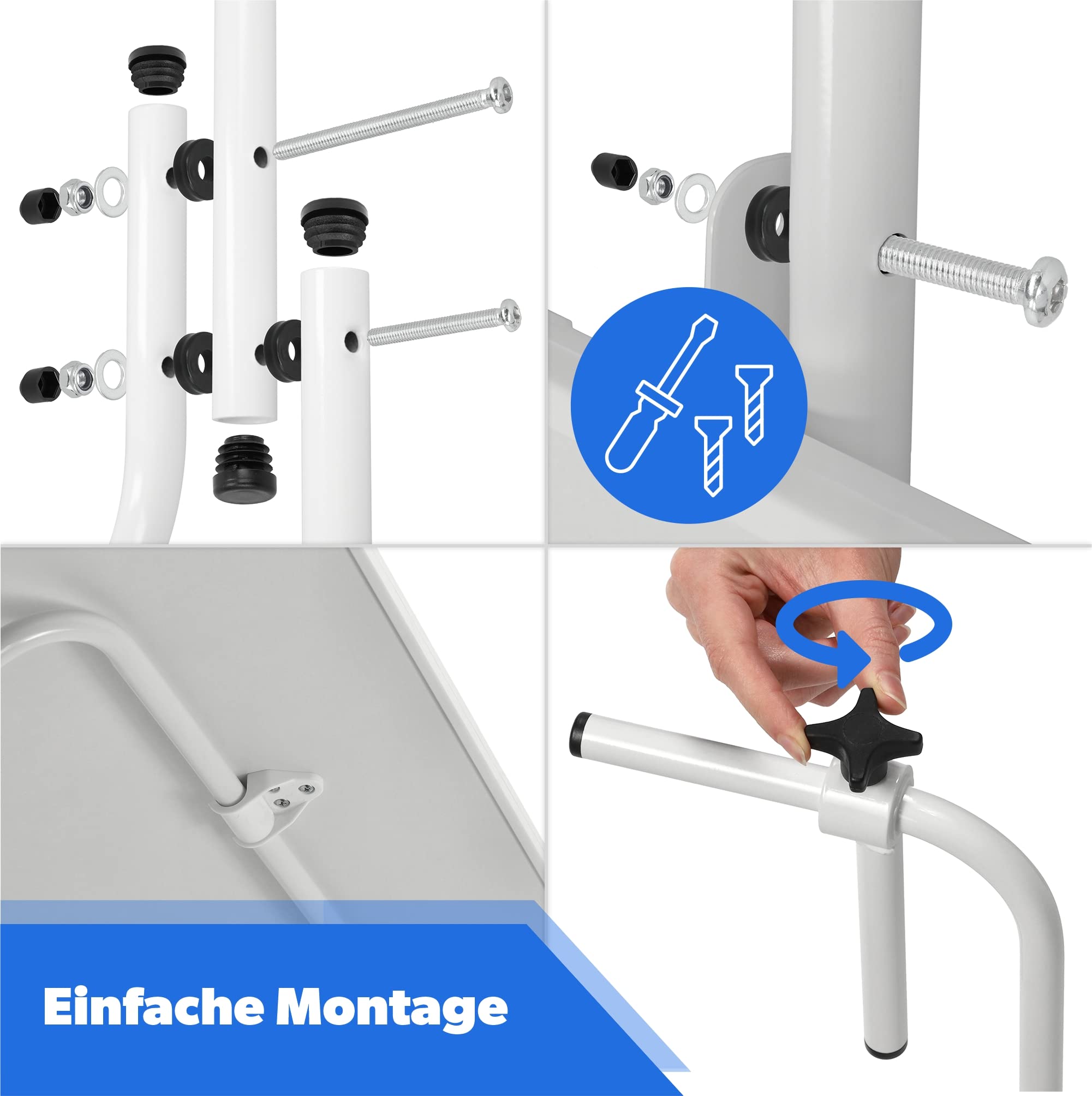 KADAX Hängetisch, Witterungsbeständiger Klapptisch für Balkon, Verstellbarer Balkonhängetisch, Balkontisch zum anhängen, klappbarer Tisch (40 x 60 cm, Weiß)