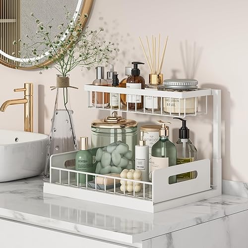 Miniatura 2 de REALINN Under Sink Organizer, Pull Out Cabinet Organizer 2 Tier Slide Out Sink Shelf Cabinet Storage Shelves, Under Sink Storage for Kitchen