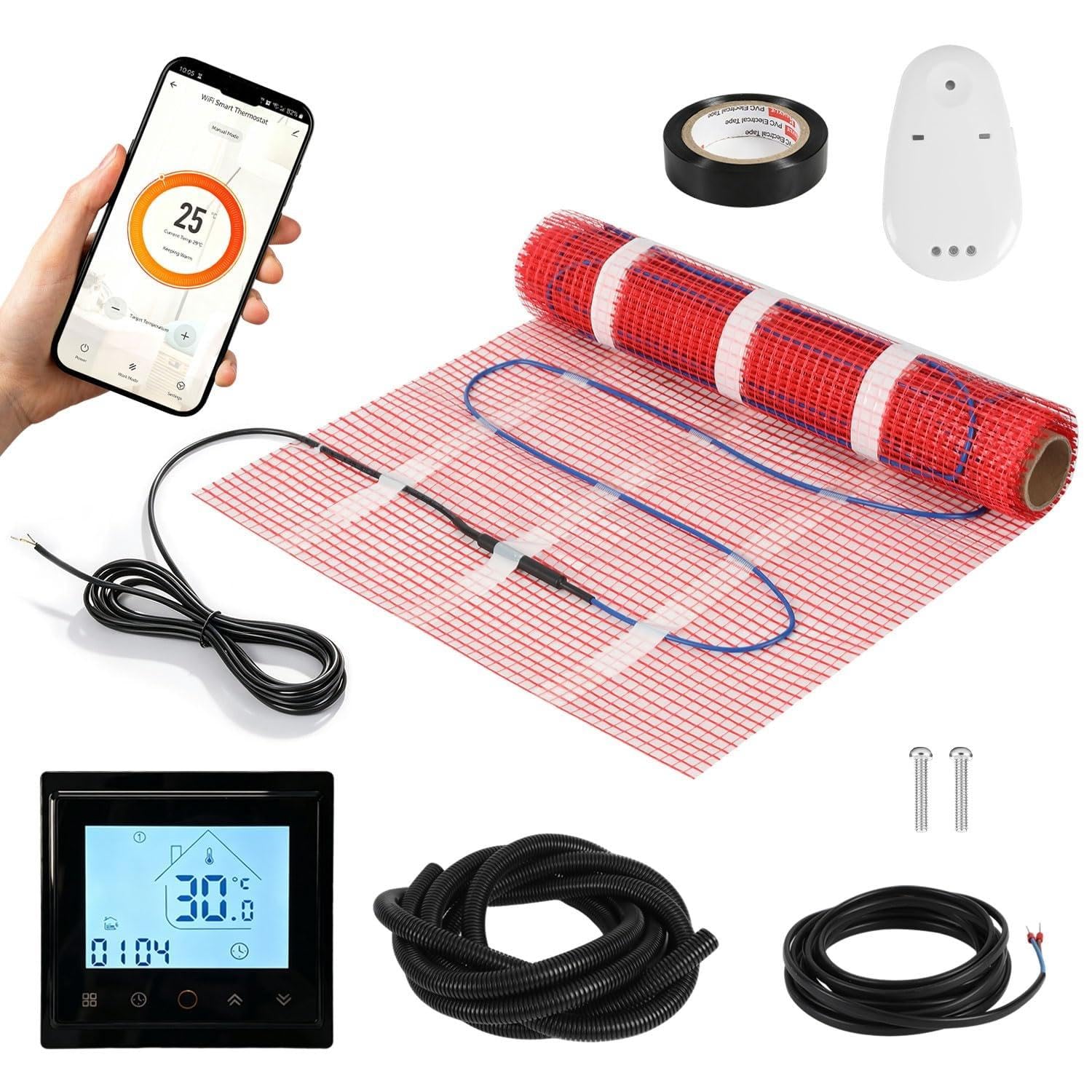 Elektrische Fußbodenheizung Heizmatte-150 W/m² 1 m² Komplettset
