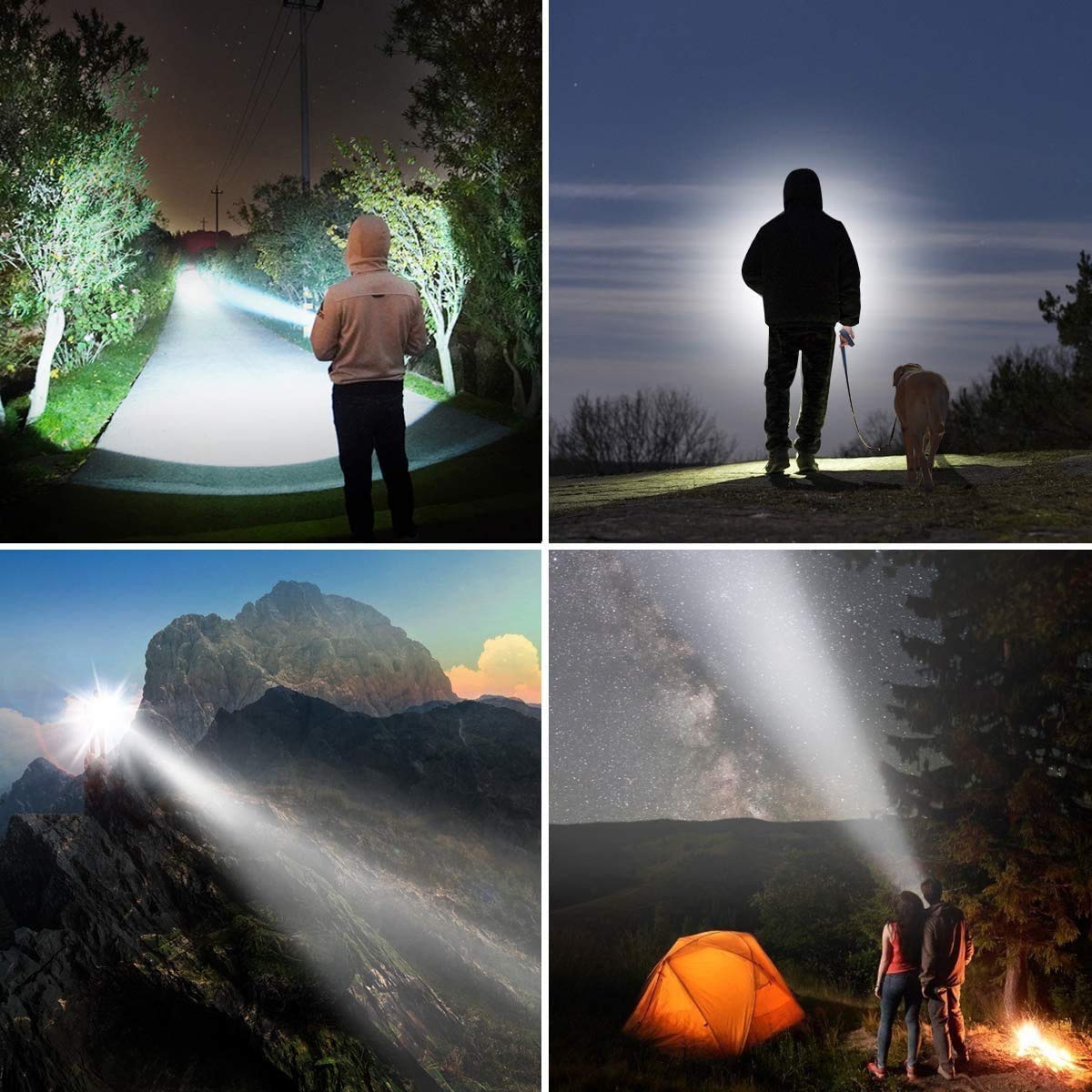 Linterna recargable de alta potencia, linterna LED ultrabrillante de 7000 lúmenes, impermeable, para camping, senderismo, pesca nocturna, uso de emergencia
