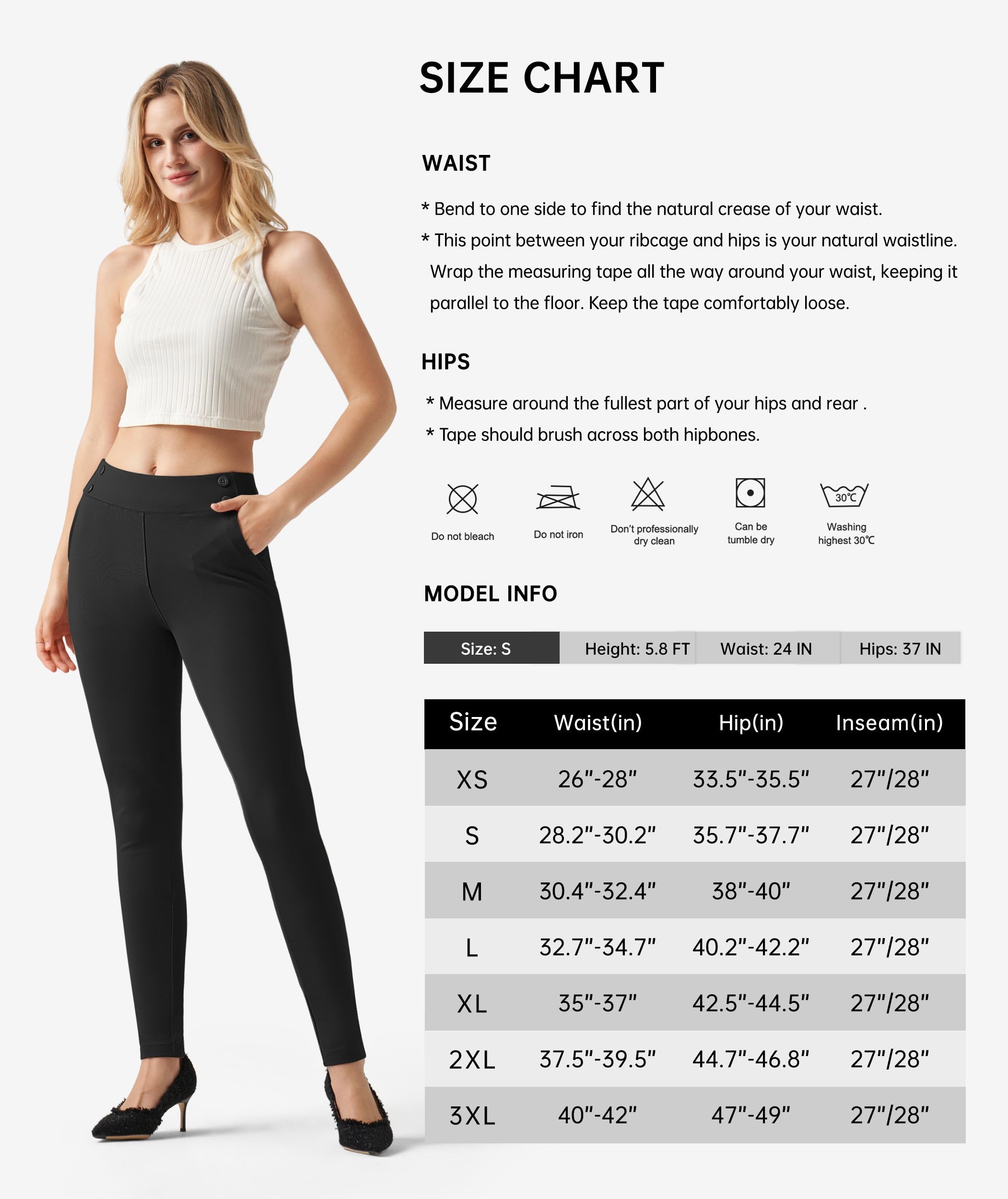 Willit Pantalon de yoga pour femme - Pantalon de travail skinny - Taille haute - Extensible - Pour le bureau et les affaires - Pantalon décontracté - 68,6 cm/71,1 cm